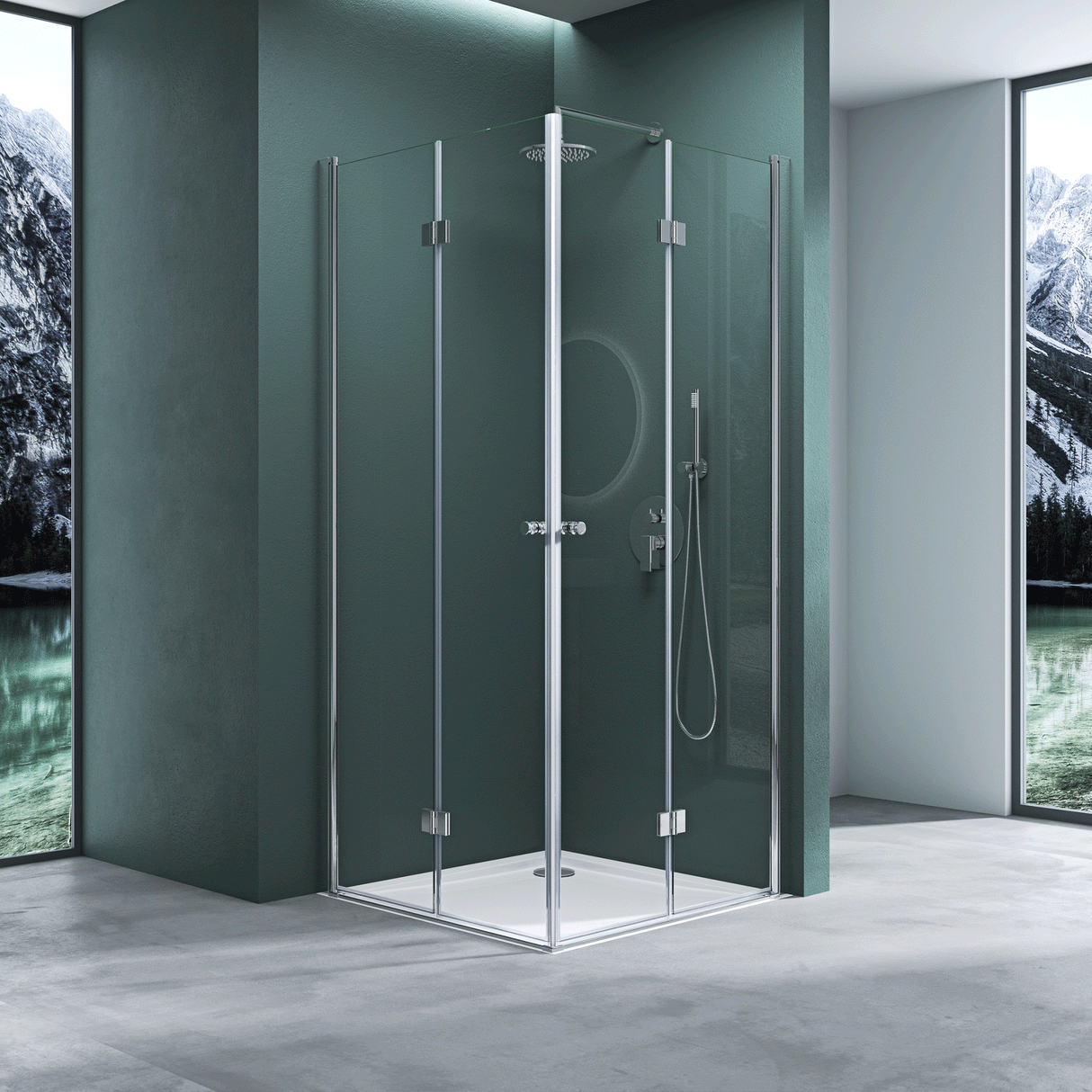 glasvilla Duschkabine Falttür 180° Klarglas ESG Klappbar & Faltbar Duschtür Lotus-Effekt NANO Eckeinstieg R26