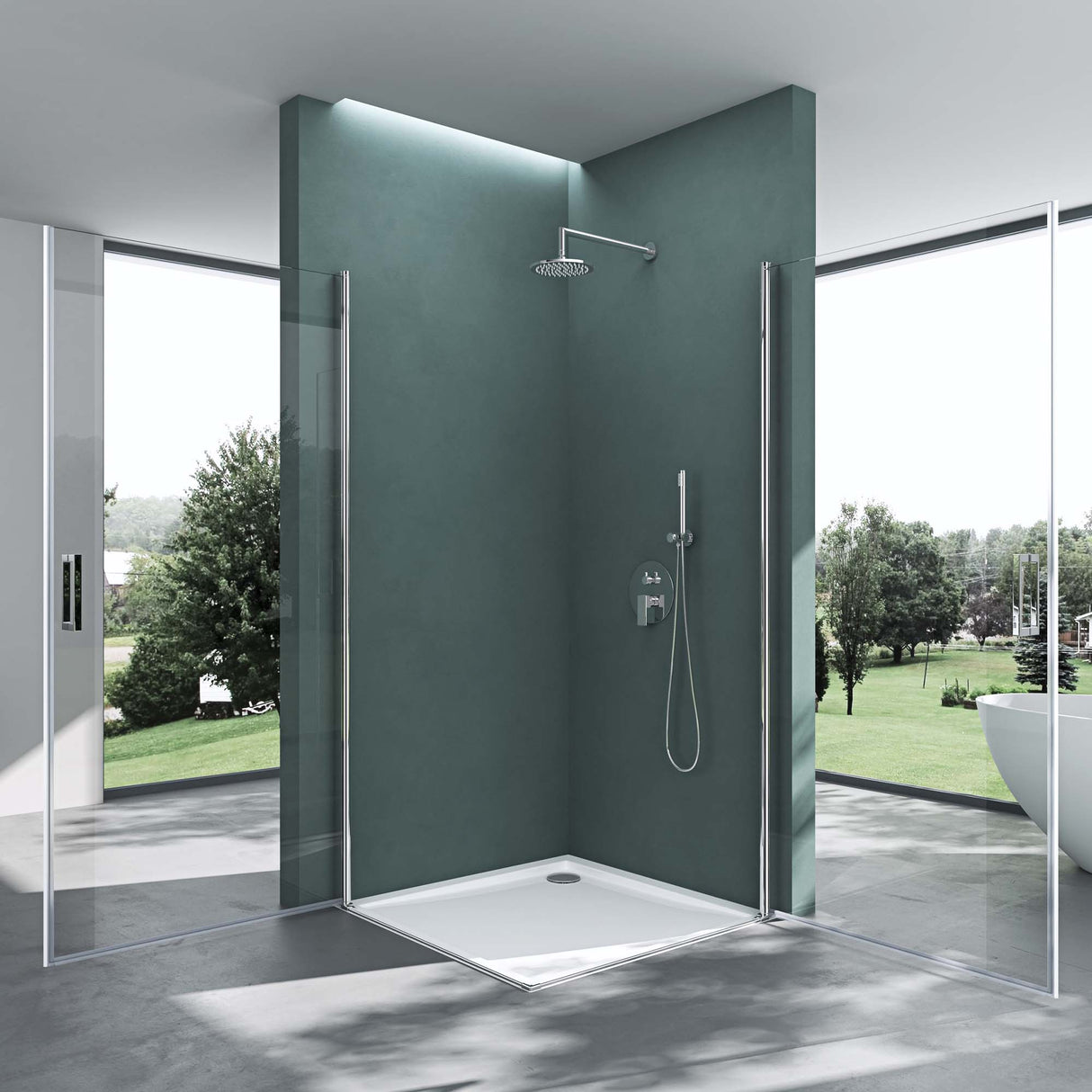 glasvilla Cabina de Ducha Entrada de Esquina Mecanismo de Elevación y Bajada Separación de Ducha Vidrio de Seguridad ESG Efecto Loto Plegable Ravenna24