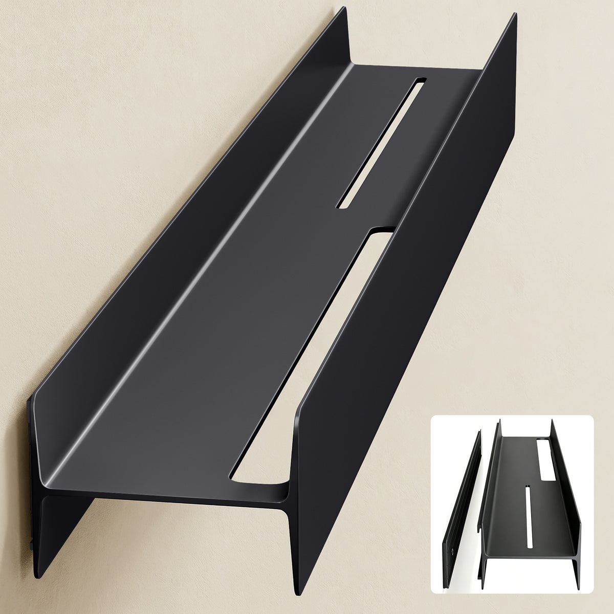 glasvilla Étagère de douche à percer ou à coller Étagère de douche de salle de bain 40cm Étagère murale de salle de bain Organisateur de salle de bain Reglo-03