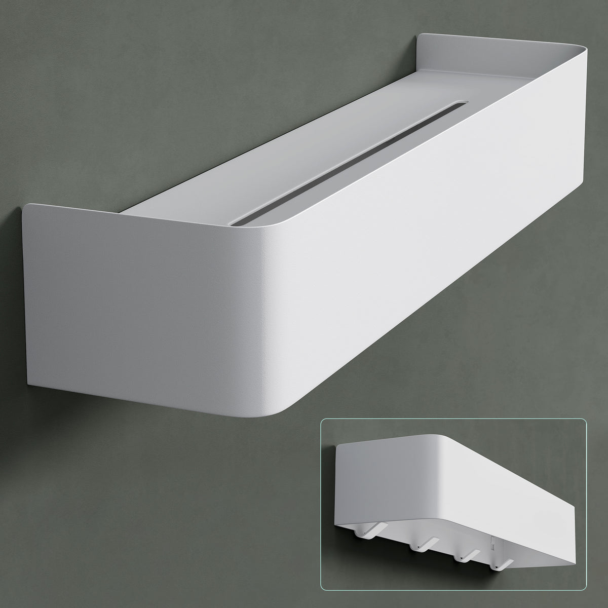 glasvilla Étagère de douche à percer ou à coller, Étagère de douche avec crochets, Étagère murale de salle de bain, Organisateur de salle de bain Reglo-05