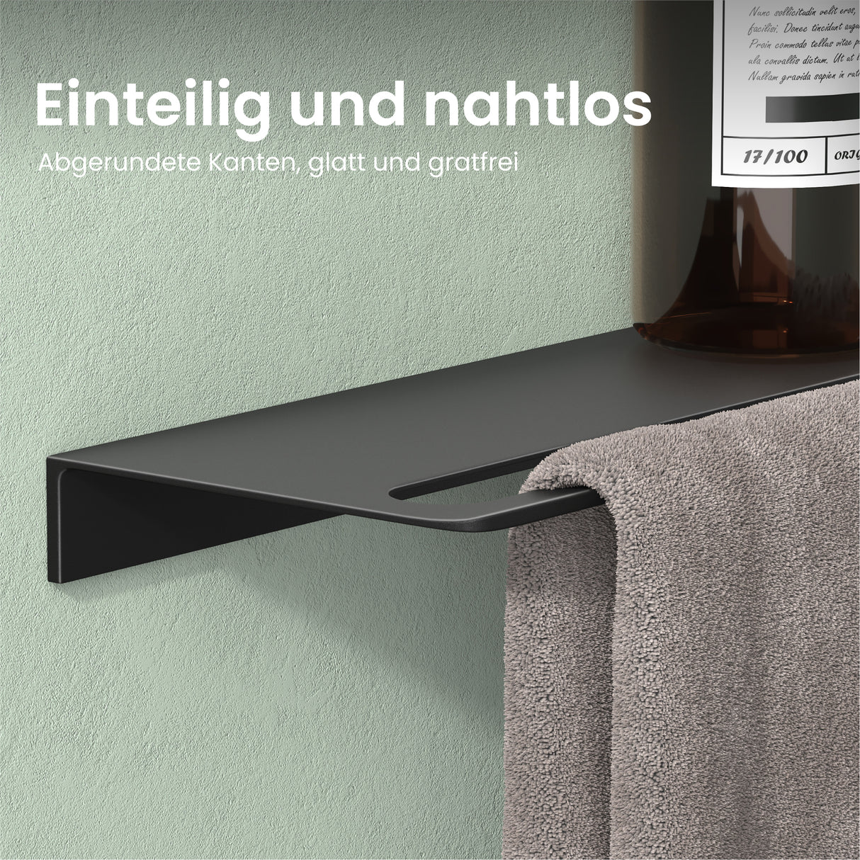 glasvolla Duschablage zum Bohren oder Kleben Duschregal Badablage aus Aluminium Badezimmerablage zur Wandmontage Badezimmer Organizer Reglo-06