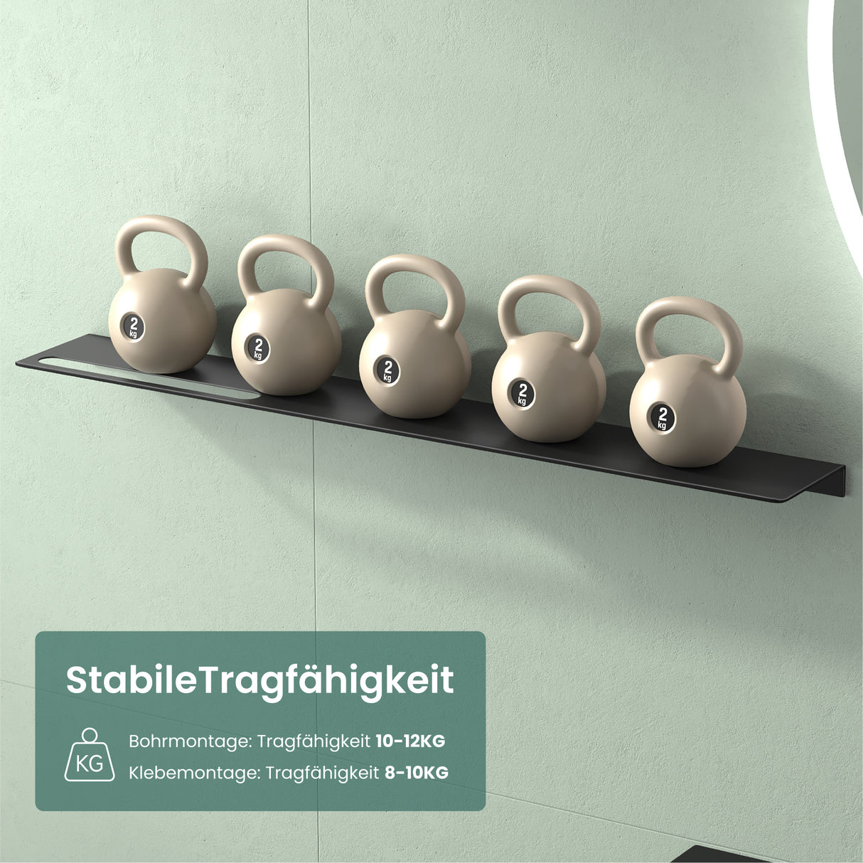 glasvilla Mensola da Parete Multifunzionale, Mensola per Doccia in Alluminio con Portasciugamani Mensola da Appendere per Bagno e Cucina, Reglo-06