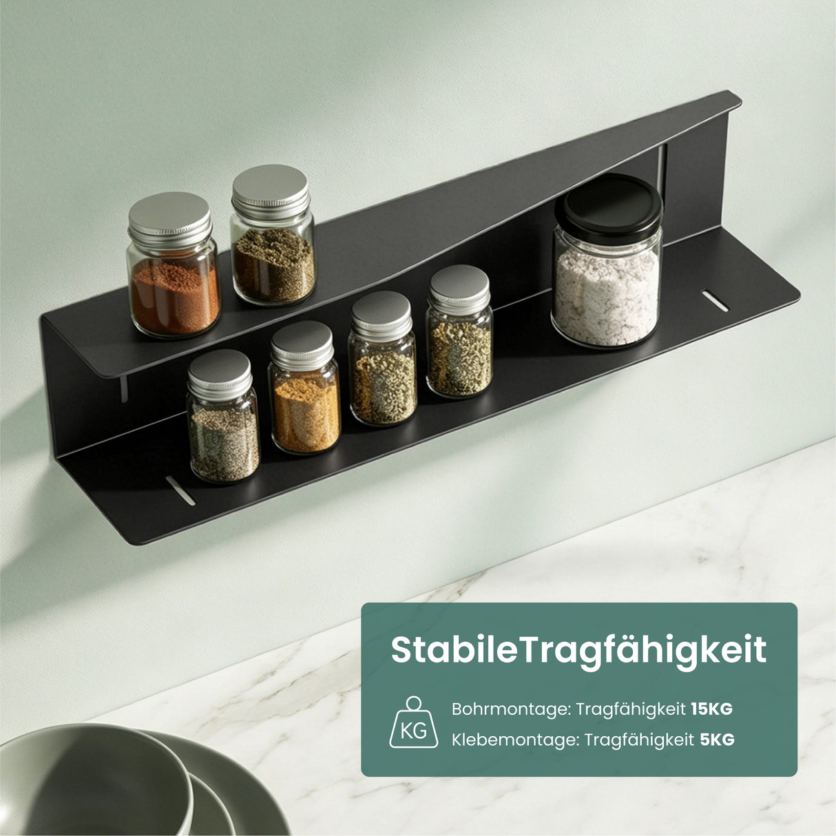 glasvilla Duschablage zum Bohren oder Kleben, Duschregal Badezimmerablage , Shampoo Halterung für Dusche, Badezimmer Organizer Reglo-15