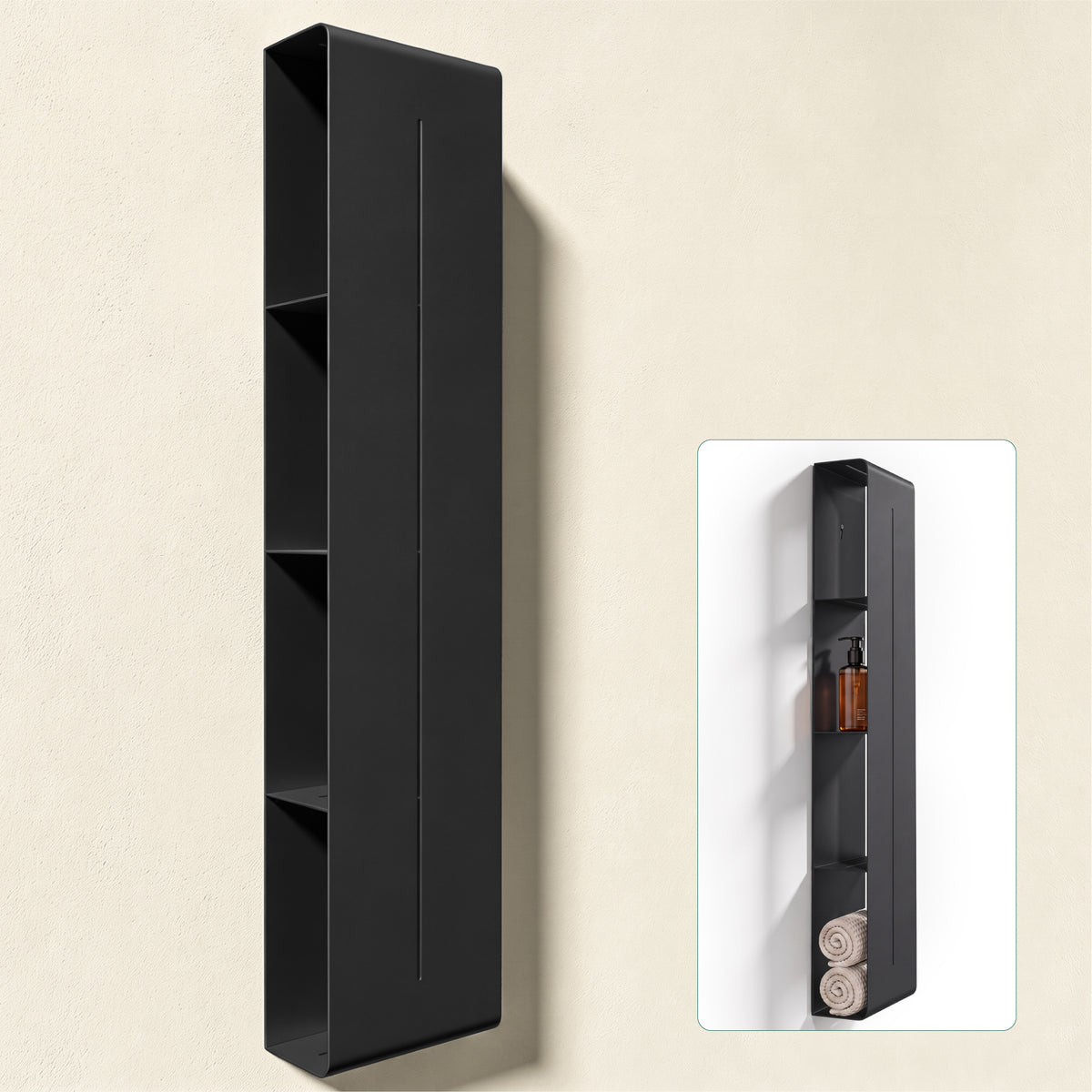 Glasvilla Duschregal mit 4 Ablagen, Duschablage schmal, Wandregal Shampoo Halterung für Dusche, Badezimmer Organizer Reglo-16