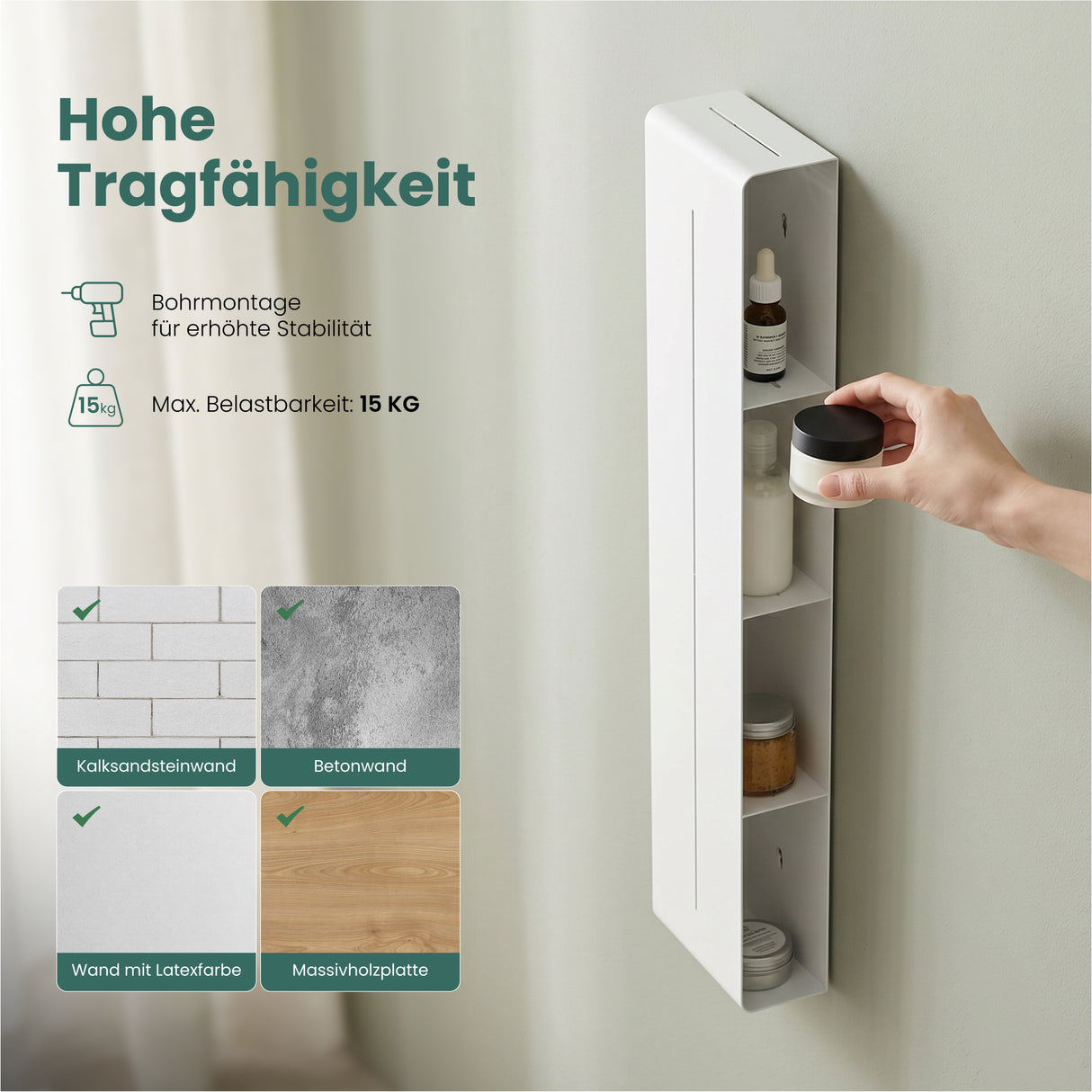 Glasvilla Duschregal mit 4 Ablagen, Duschablage schmal, Wandregal Shampoo Halterung für Dusche, Badezimmer Organizer Reglo-16