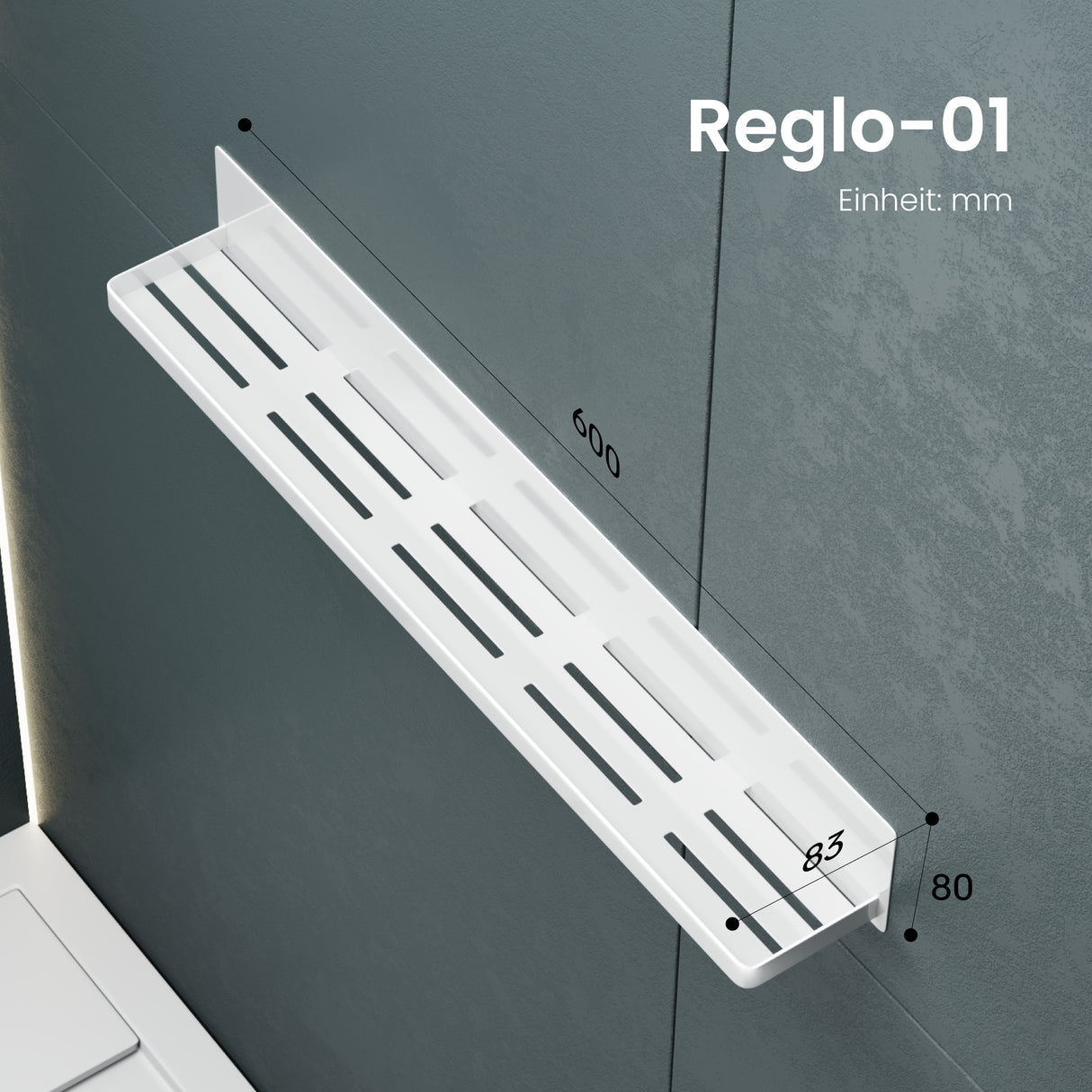 glasvolla Duschablage ohne Bohren, Duschregal magnetisch, selbstklebende Badezimmerablage zur Wandmontage 60cm Reglo-01