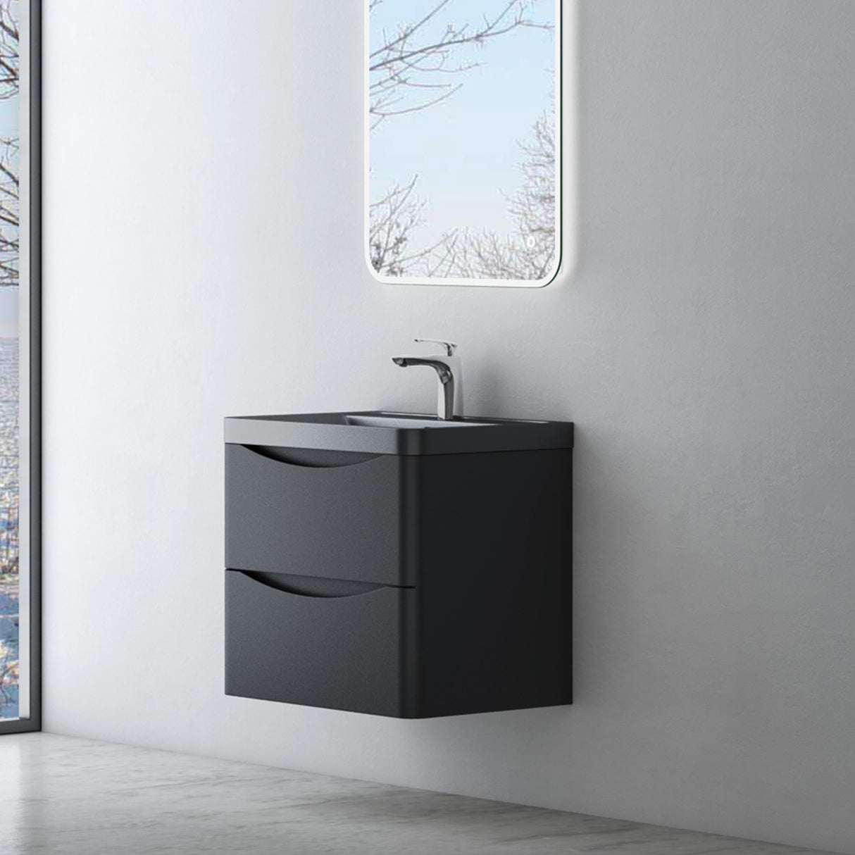 conjunto de muebles de baño glasvilla lavabo con mueble bajo lavabo mueble con cajones de cierre suave incluido lavabo 60cm Smile