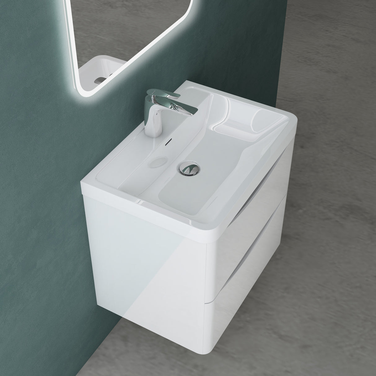 conjunto de muebles de baño glasvilla lavabo con mueble bajo lavabo mueble con cajones de cierre suave incluido lavabo 60cm Smile