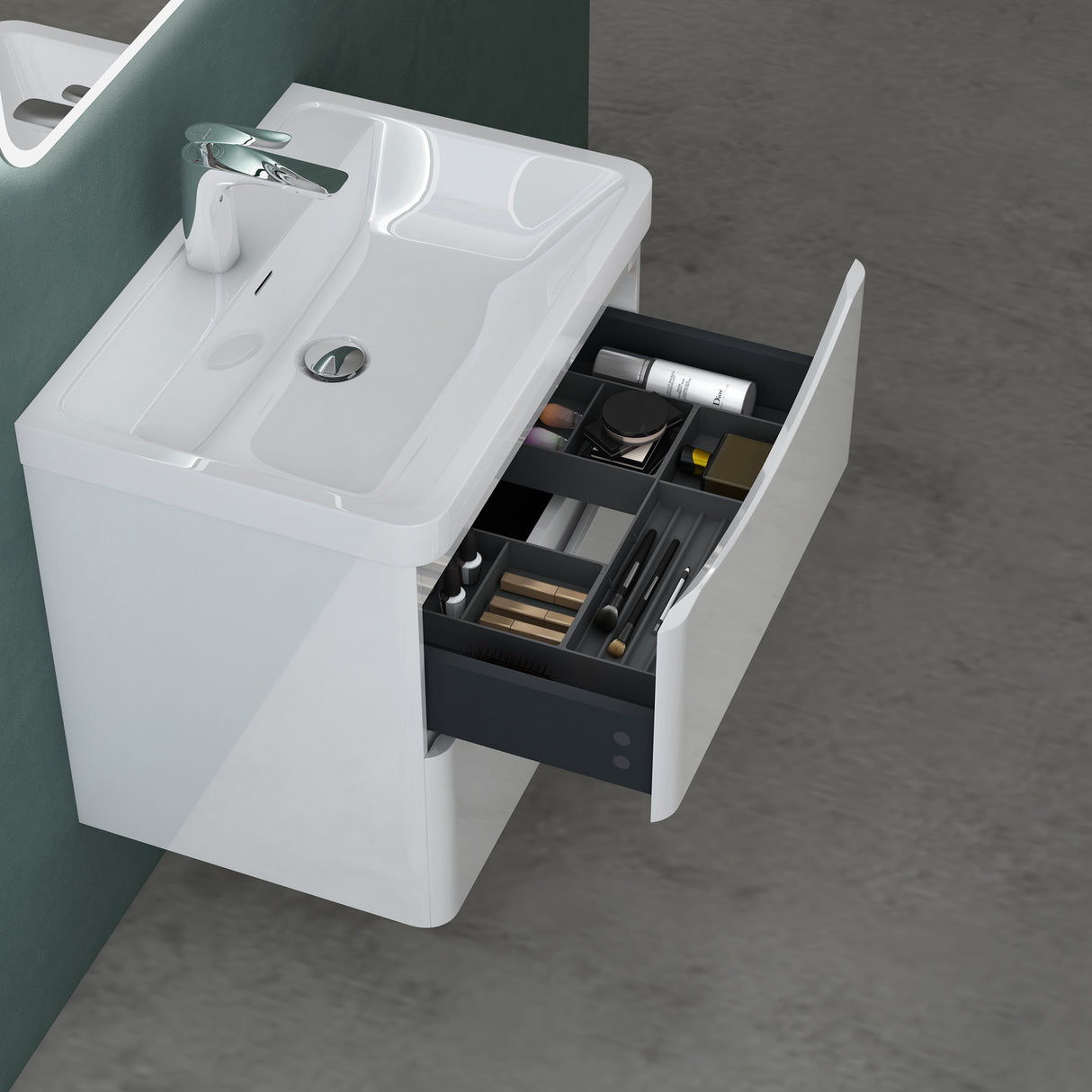 conjunto de muebles de baño glasvilla lavabo con mueble bajo lavabo mueble con cajones de cierre suave incluido lavabo 60cm Smile