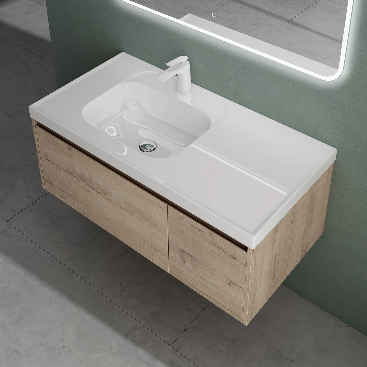 conjunto de muebles de baño glasvilla mueble bajo lavabo con lavabo de mineral Salerno