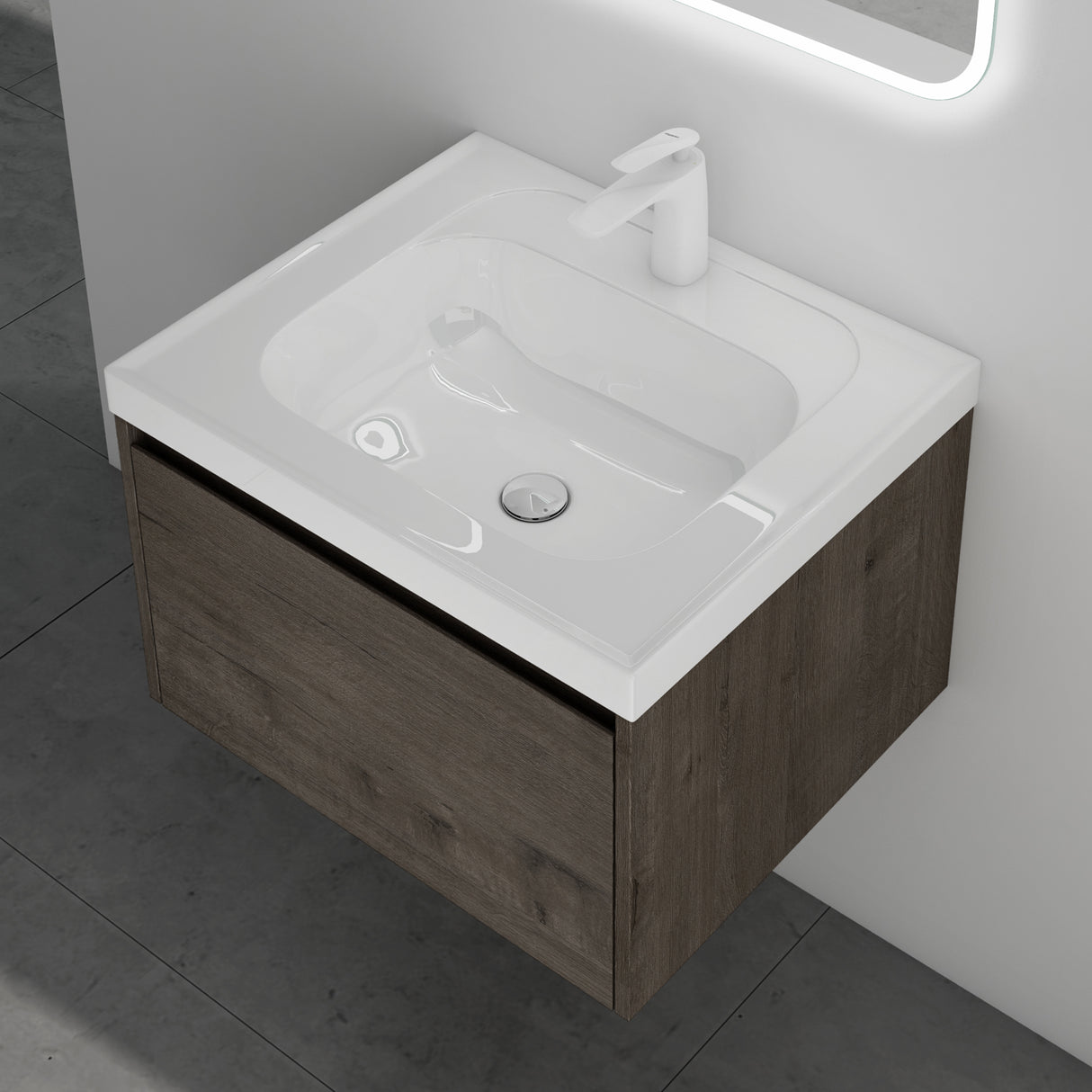 conjunto de muebles de baño glasvilla mueble bajo lavabo con lavabo de mineral Salerno