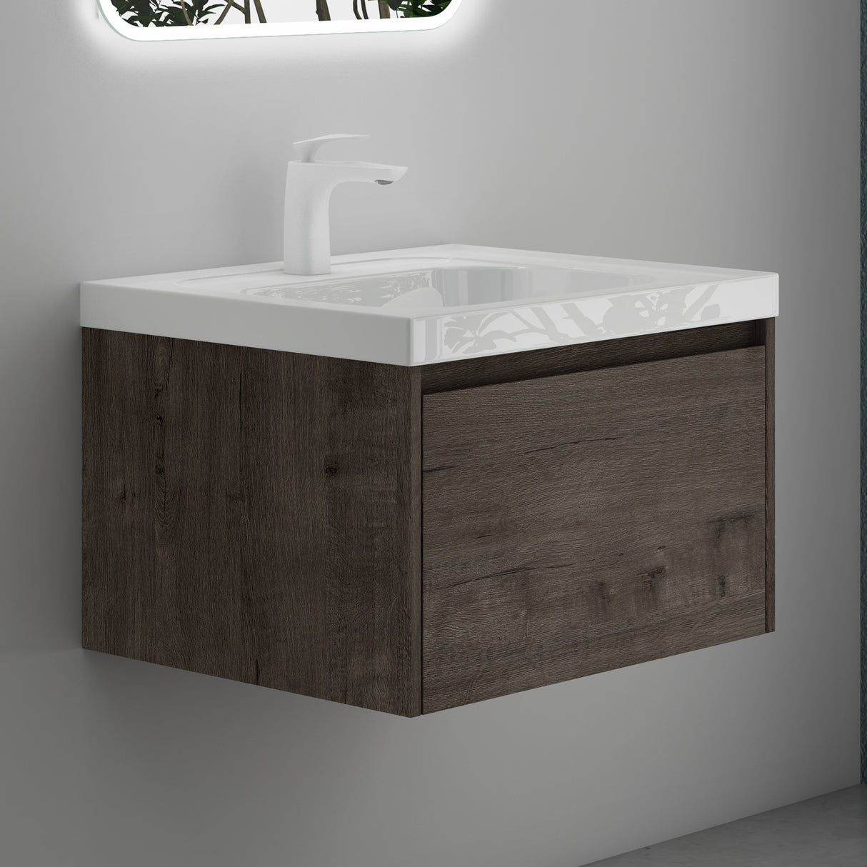 conjunto de muebles de baño glasvilla mueble bajo lavabo con lavabo de mineral Salerno
