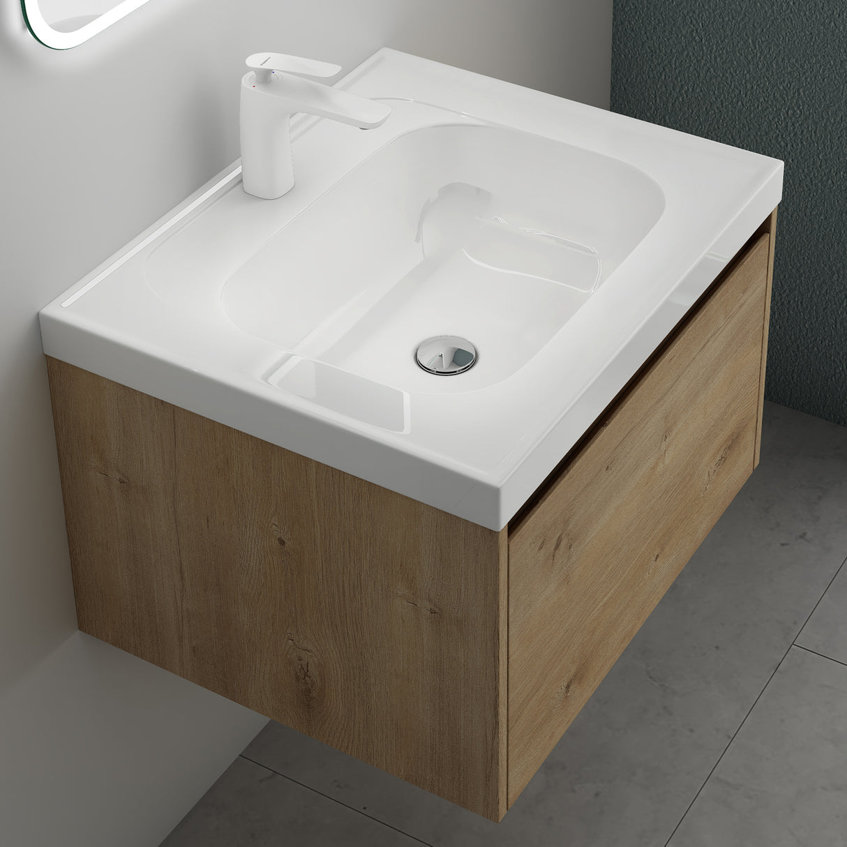 conjunto de muebles de baño glasvilla mueble bajo lavabo con lavabo de mineral Salerno