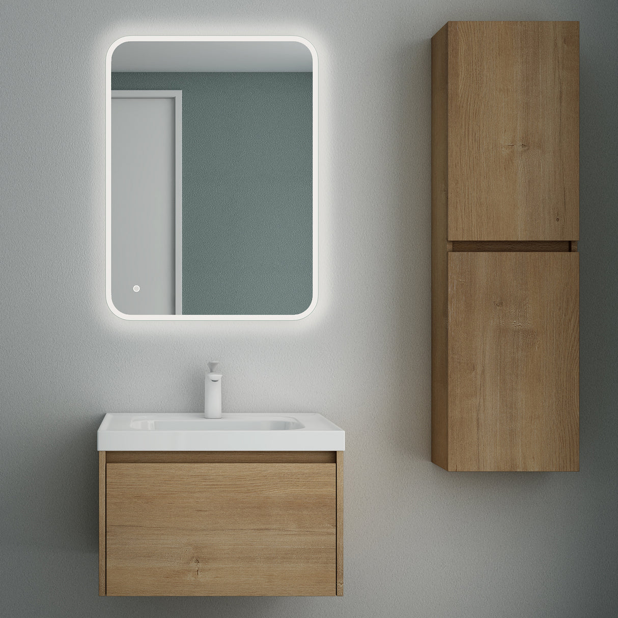 conjunto de muebles de baño glasvilla mueble bajo lavabo con lavabo de mineral Salerno