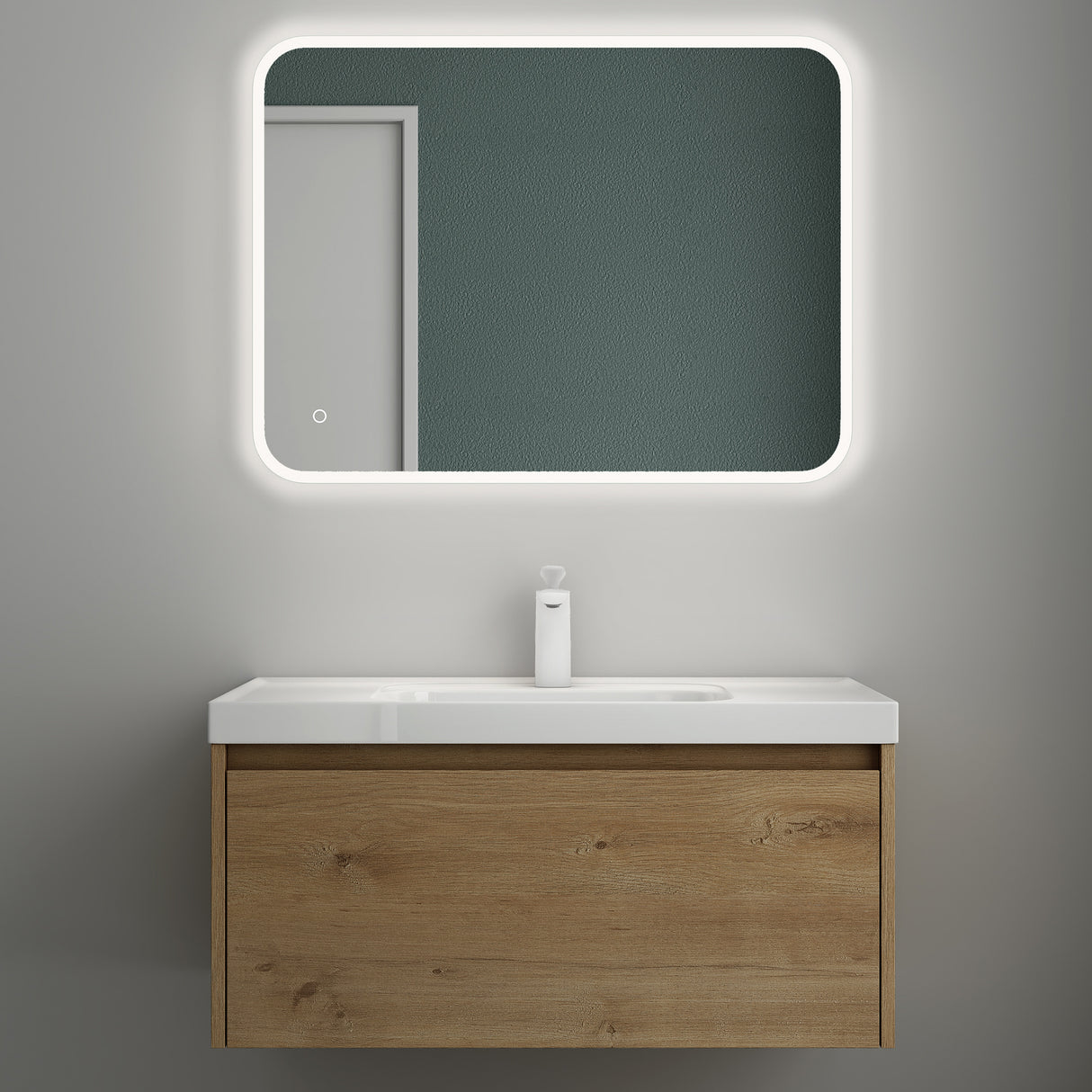 conjunto de muebles de baño glasvilla mueble bajo lavabo con lavabo de mineral Salerno