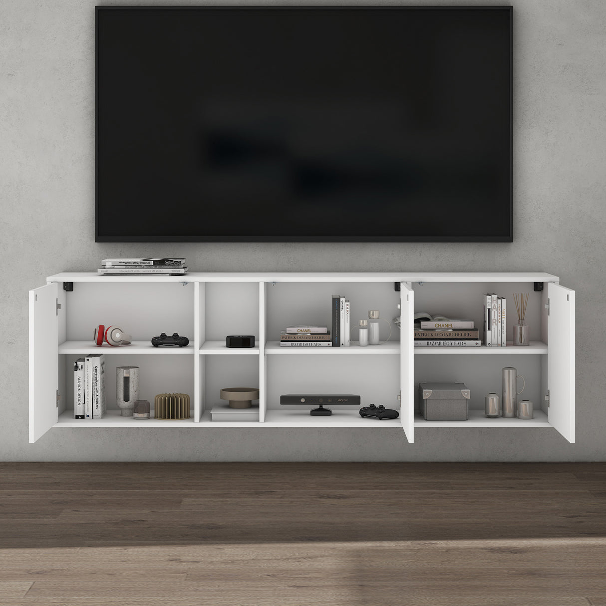 glasvilla Möbel Schrank mit 3 Türen und 2 Fächern Kommode Sideboard viel Stauraum für Wohnbereich Schrank02