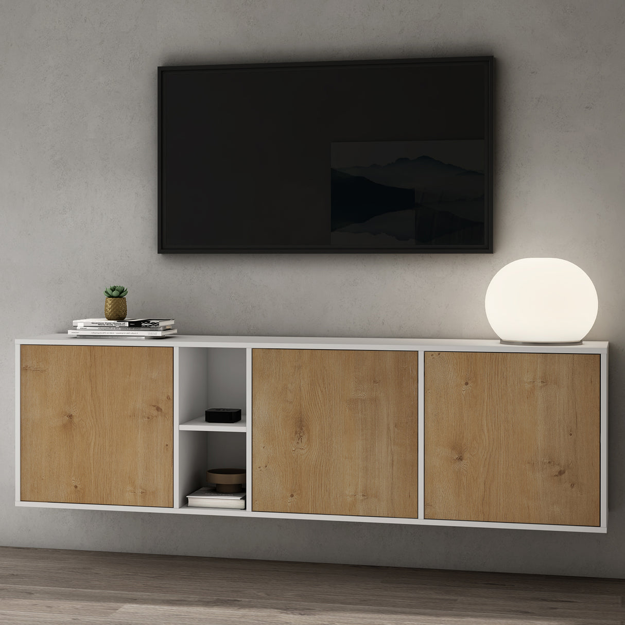 glasvilla Möbel Schrank mit 3 Türen und 2 Fächern Kommode Sideboard viel Stauraum für Wohnbereich Schrank02