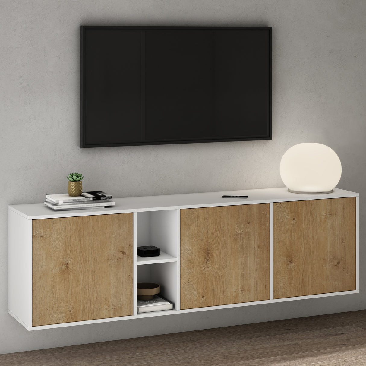 glasvilla Möbel Schrank mit 3 Türen und 2 Fächern Kommode Sideboard viel Stauraum für Wohnbereich Schrank02
