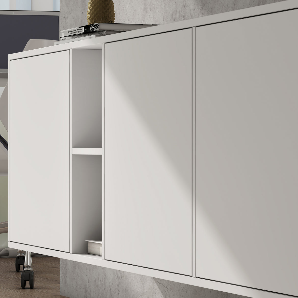 glasvilla Möbel Schrank mit 3 Türen und 2 Fächern Kommode Sideboard viel Stauraum für Wohnbereich Schrank02