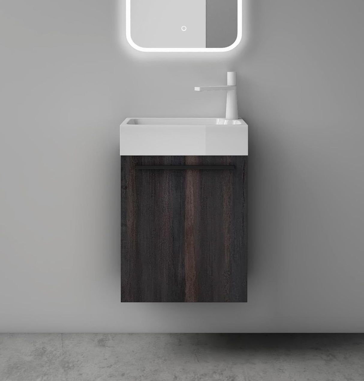 set de muebles de baño glasvilla pequeño mueble de lavabo 46 cm mueble con lavabo blanco de mineral para baño de invitados Pisa