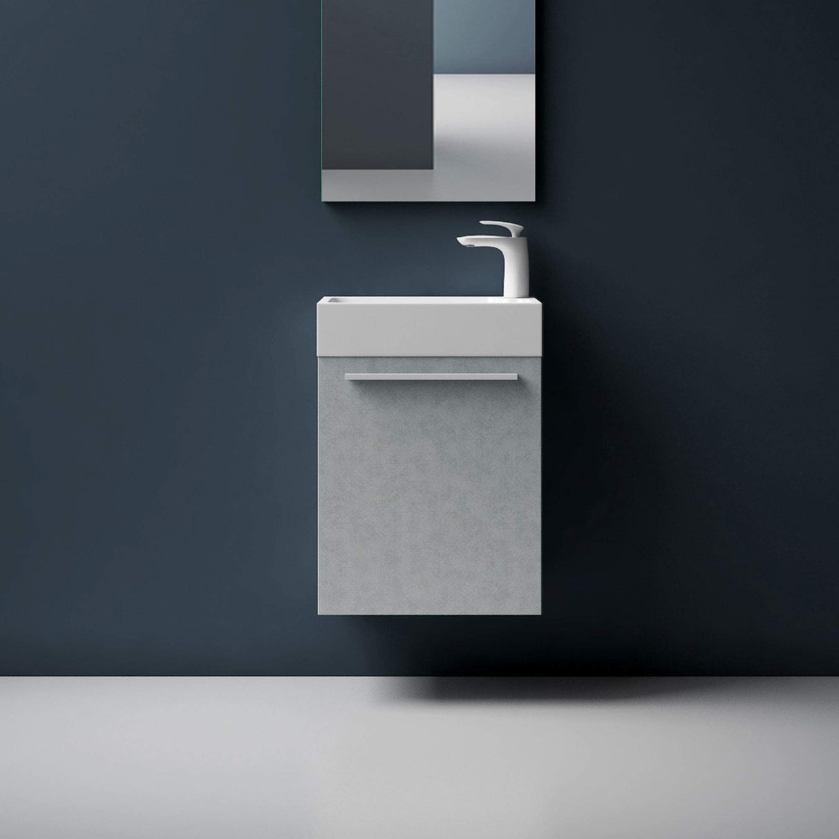 set de muebles de baño glasvilla pequeño mueble de lavabo 46 cm mueble con lavabo blanco de mineral para baño de invitados Pisa