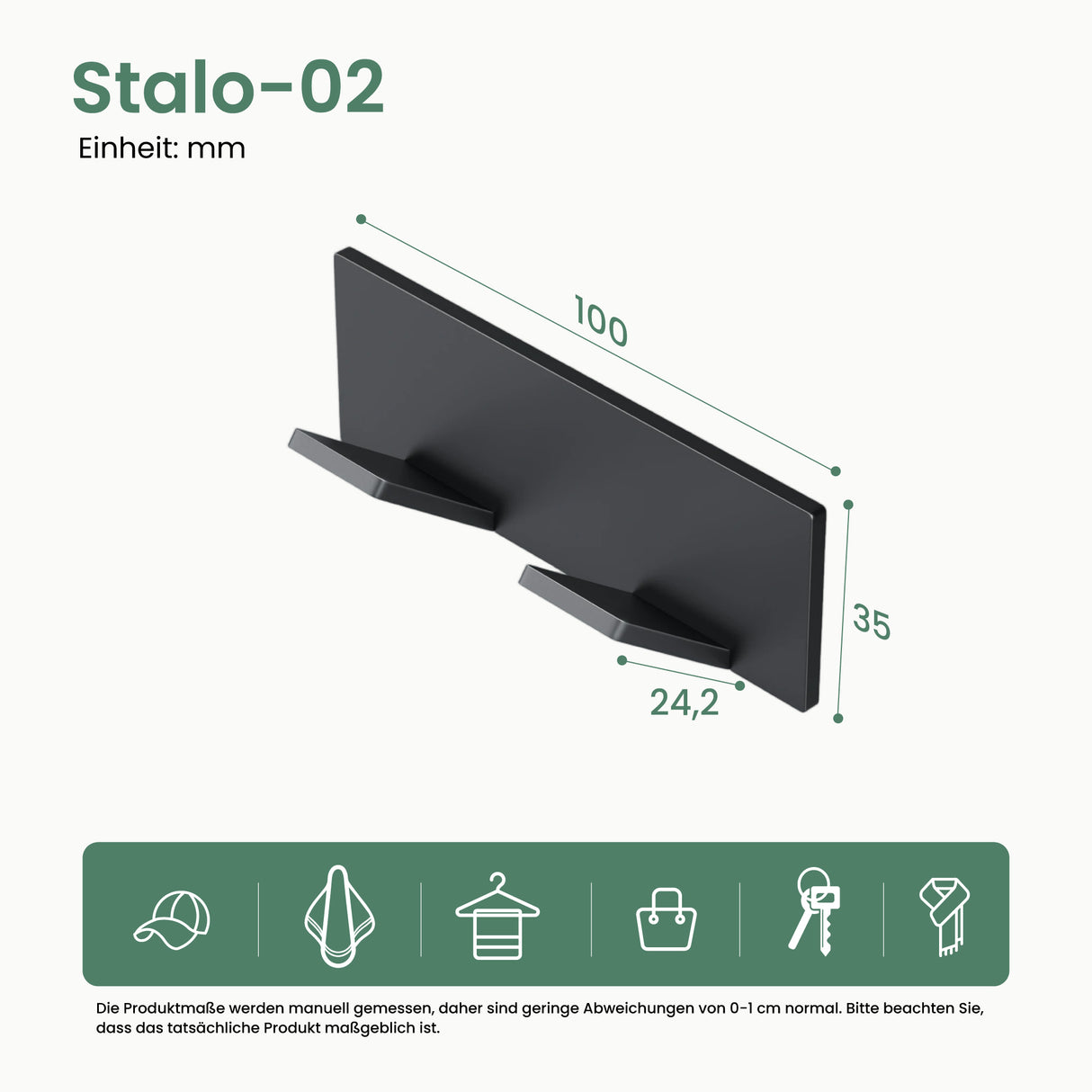 Glasvilla Design Perchero de Pared con Ganchos Plegables Stalo-02+03 – Aluminio Minimalista y Elegante