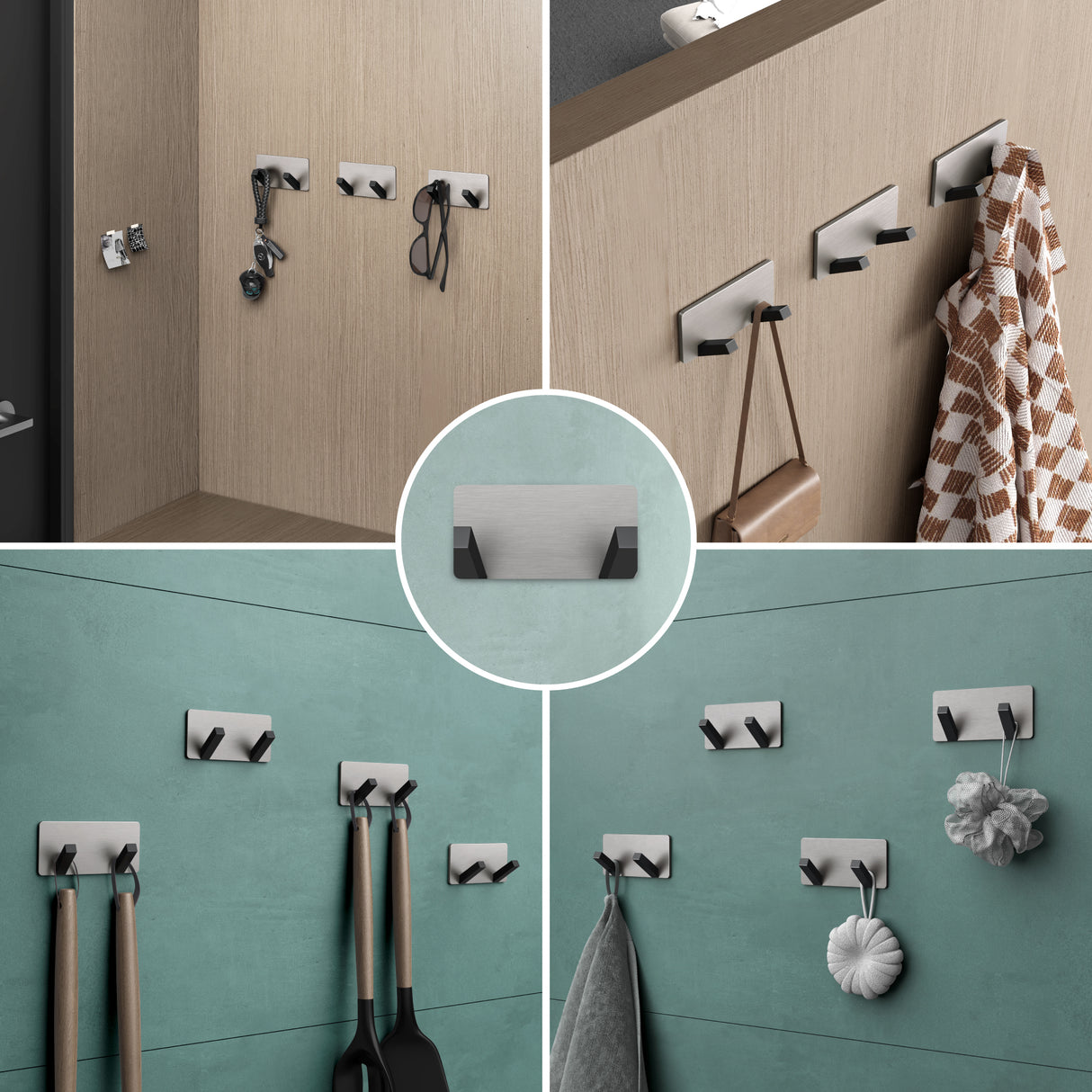 glasvilla perchero de pared ganchos de pared de aluminio perchero con ganchos plegables barra de perchero ganchos de perchero ganchos para ropa Stalo-04+05