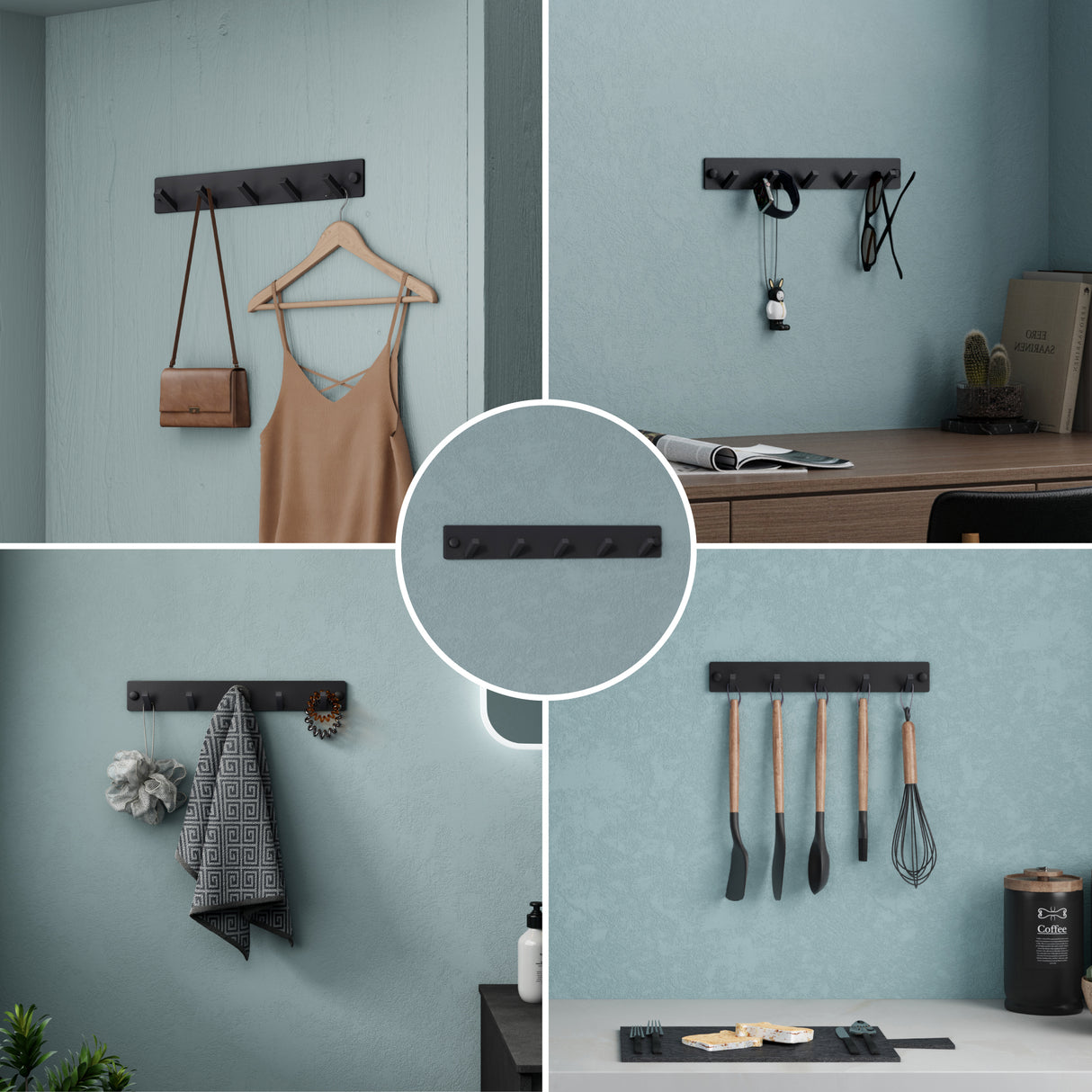 glasvilla perchero de pared ganchos de pared de aluminio perchero con ganchos plegables barra de perchero ganchos de perchero ganchos para ropa Stalo-04+05