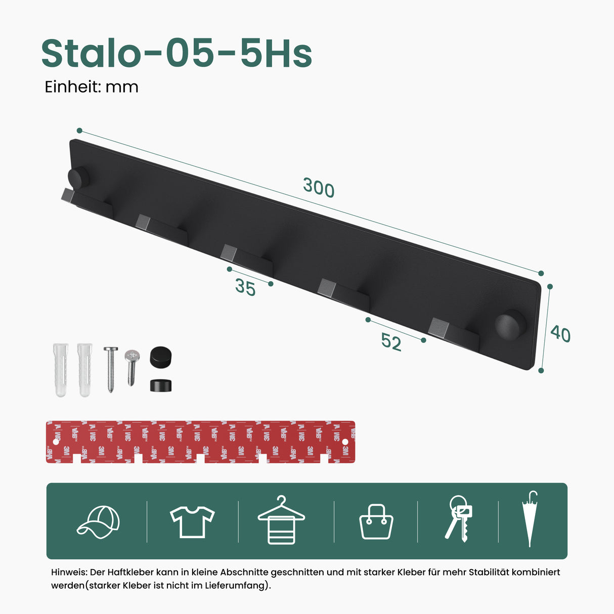 glasvilla perchero de pared ganchos de pared de aluminio perchero con ganchos plegables barra de perchero ganchos de perchero ganchos para ropa Stalo-04+05