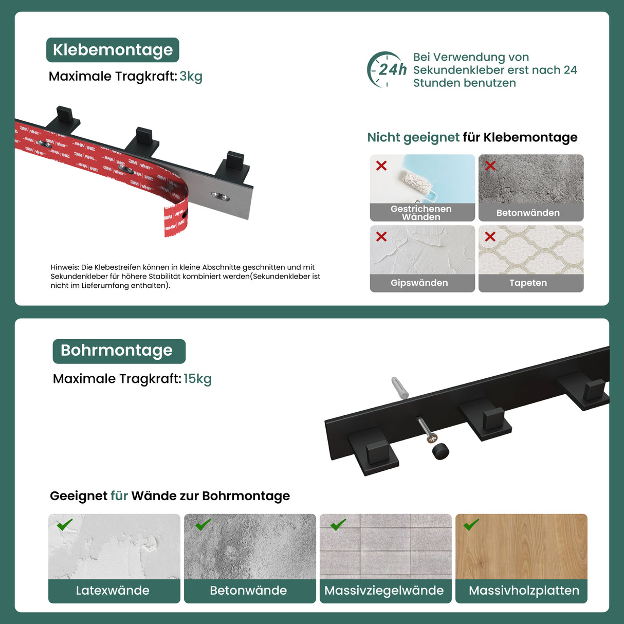 glasvilla ganchos de ropa perchero de pared ganchos de pared de acero inoxidable barra de percha ganchos de perchero Stalo-06+Stalo-07