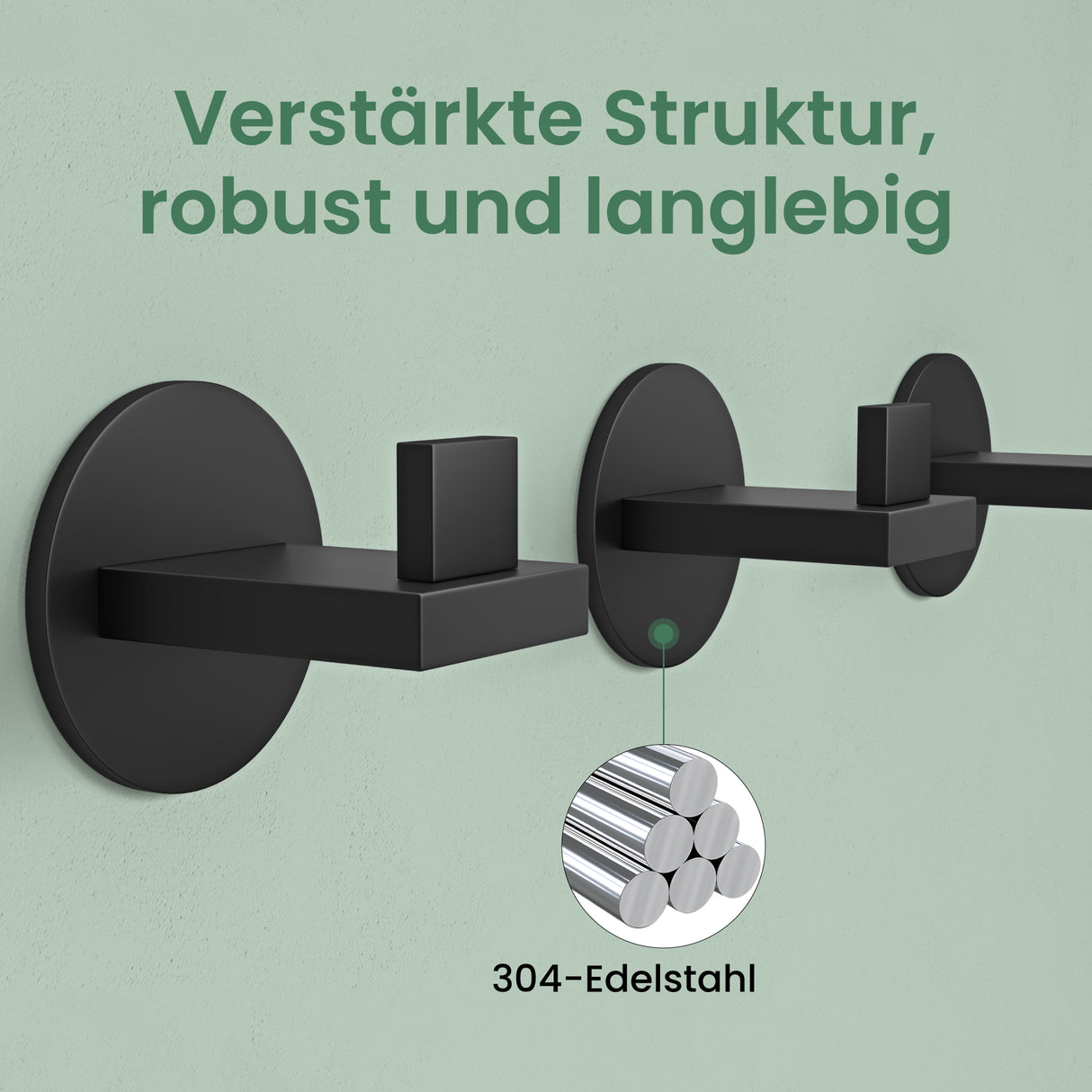 Glasvilla Design – Ganchos de pared de acero inoxidable Stalo-08 / Stalo-09 con montaje adhesivo o atornillado