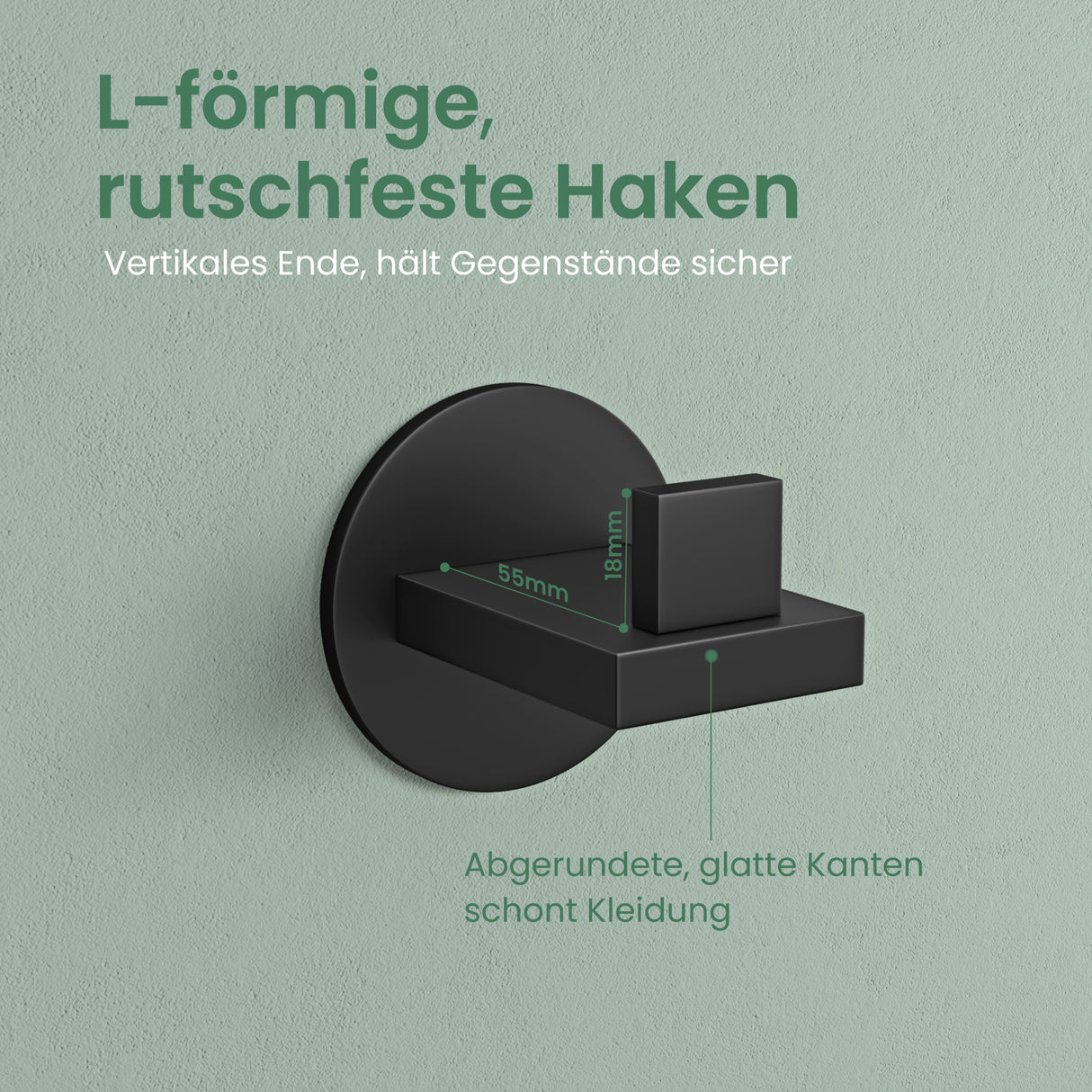 Glasvilla Design – Ganchos de pared de acero inoxidable Stalo-08 / Stalo-09 con montaje adhesivo o atornillado