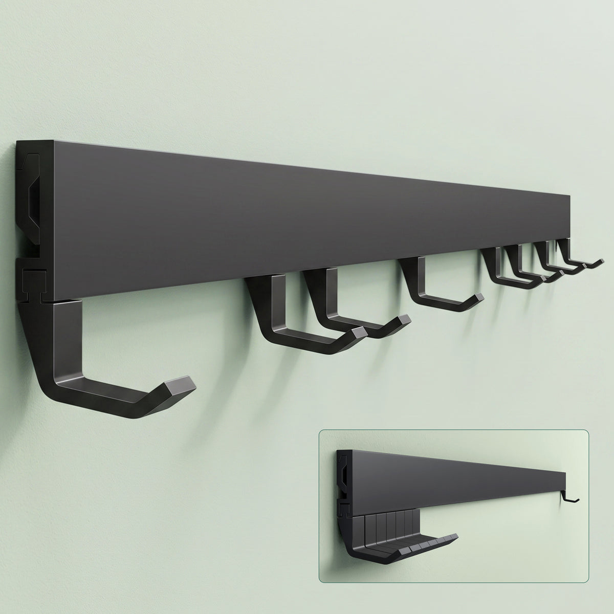 glasvilla Appendiabiti da Parete con Ganci Scorrevoli, Attaccapanni da Muro in Alluminio Appendiabiti per Cameretta, Ingresso, Cucina, Stalo-10