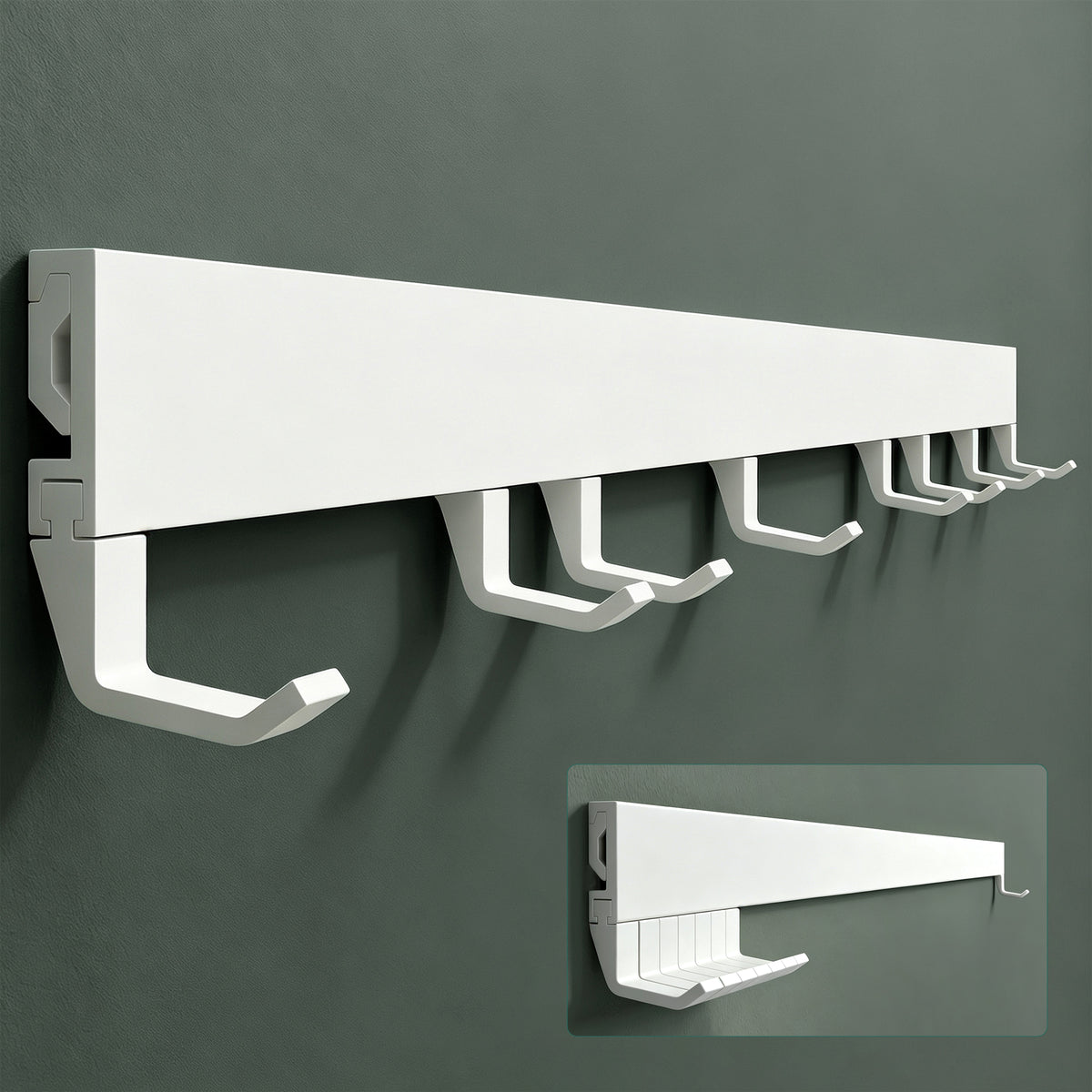 glasvilla Appendiabiti da Parete con Ganci Scorrevoli, Attaccapanni da Muro in Alluminio Appendiabiti per Cameretta, Ingresso, Cucina, Stalo-10
