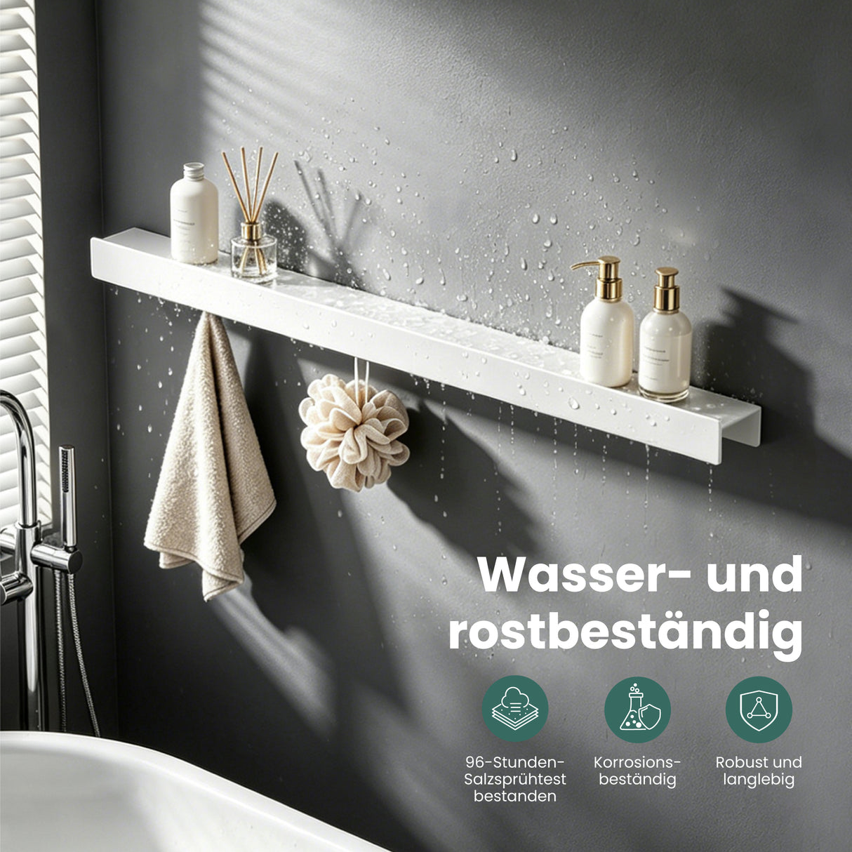 glasvilla Wandgarderobe mit Ablage und 8 Haken, Garderobenleiste mit versteckten Kleiderhaken, Kleiderstange Wandmontage Stalo-11