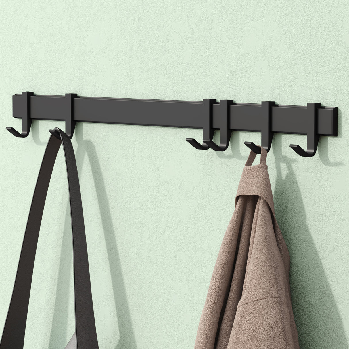 glasvilla Appendiabiti da Parete con Ganci Scorrevoli, Attaccapanni da Muro in Alluminio Appendiabiti per Cameretta, Ingresso, Cucina, Stalo-12
