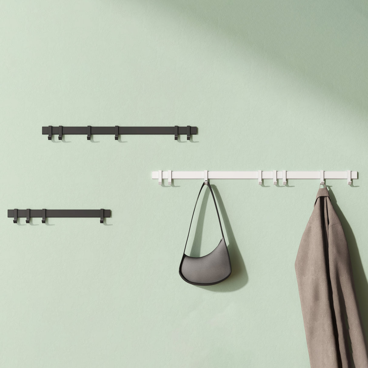 glasvilla Appendiabiti da Parete con Ganci Scorrevoli, Attaccapanni da Muro in Alluminio Appendiabiti per Cameretta, Ingresso, Cucina, Stalo-12