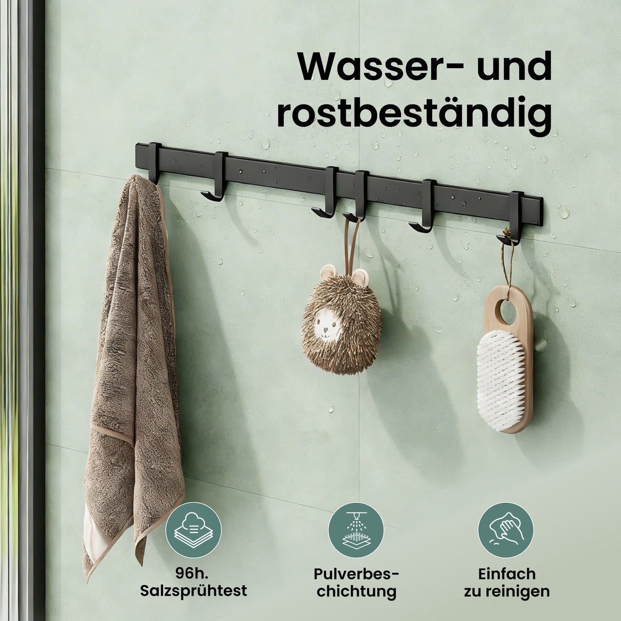 glasvilla Appendiabiti da Parete con Ganci Scorrevoli, Attaccapanni da Muro in Alluminio Appendiabiti per Cameretta, Ingresso, Cucina, Stalo-12