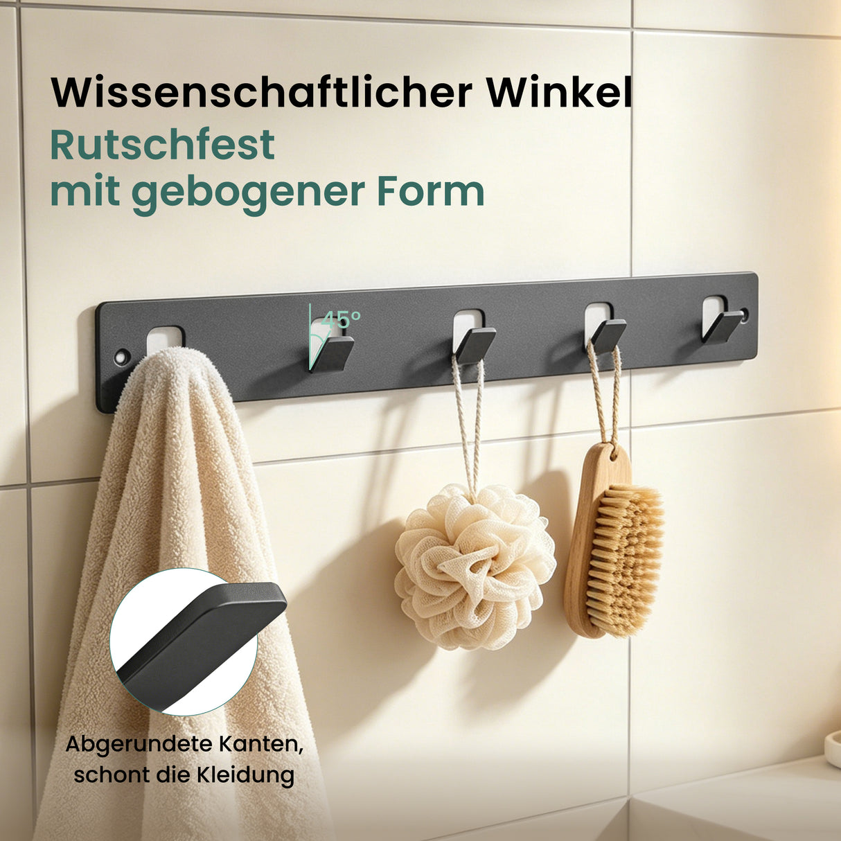 glasvilla Kleiderhaken ohne Bohren Wandgarderobe Wandhaken mit 5 Haken Garderobenleiste Garderobenhaken Stalo-14