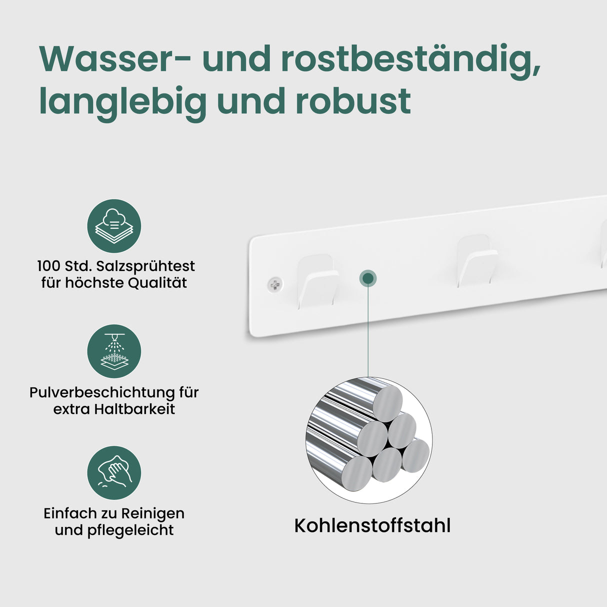 glasvilla Kleiderhaken ohne Bohren Wandgarderobe Wandhaken mit 5 Haken Garderobenleiste Garderobenhaken Stalo-14