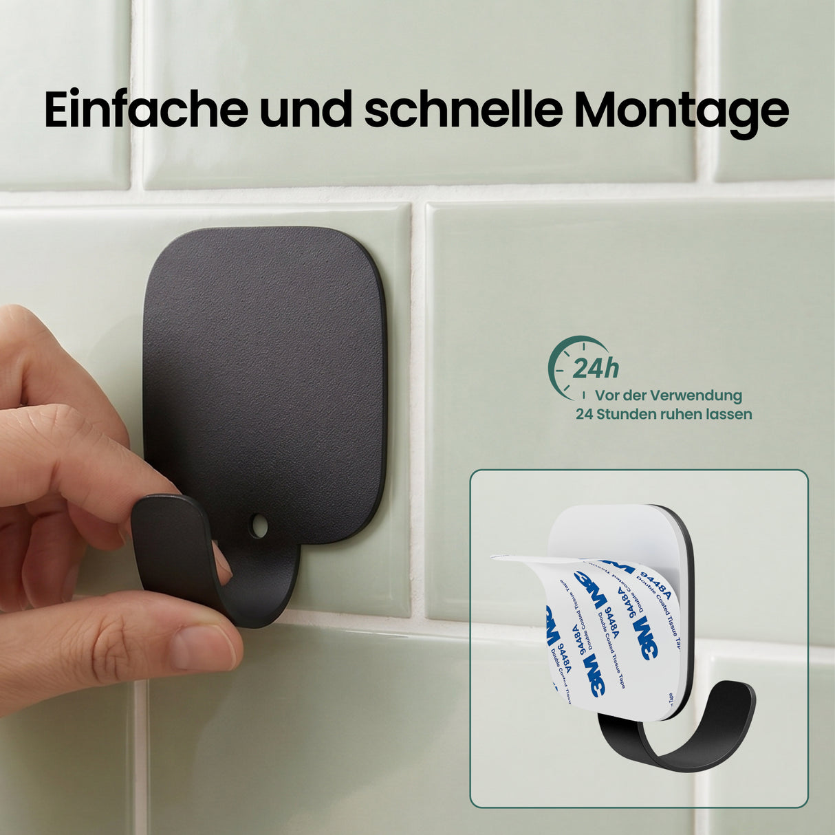glasvilla Kleiderhaken 4 Stück, Garderobenhaken ohne bohren aus Aluminiumlegierung, Wandhaken Stalo-15