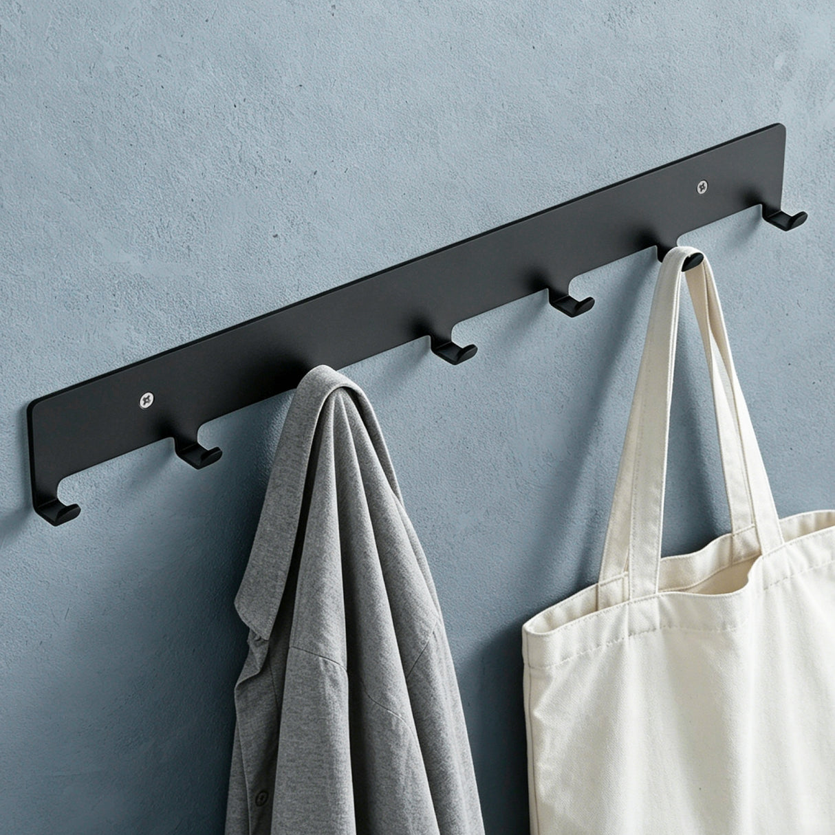 glasvilla Kleiderhaken Garderobenhaken zum Bohren oder Kleben, Wandhaken mit 7 Haken, Garderobenleiste Wandgarderobe Stalo-17