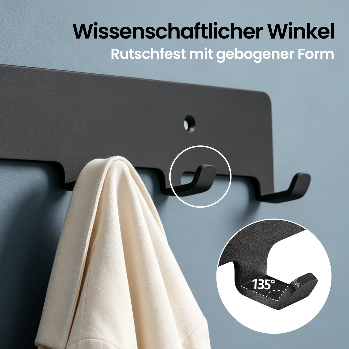 glasvilla Kleiderhaken Garderobenhaken zum Bohren oder Kleben, Wandhaken mit 7 Haken, Garderobenleiste Wandgarderobe Stalo-17