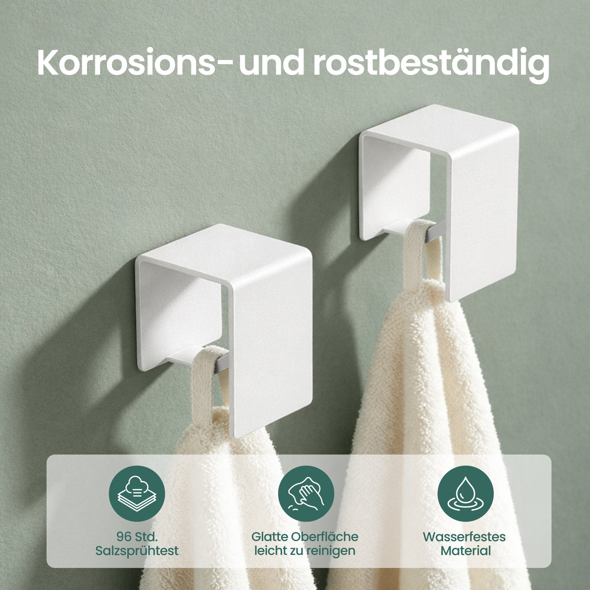 glasvilla Handtuchhaken ohne Bohren, Kleiderhaken Handtuchhalter selbstklebend , Badetuchhalter Wandhaken für Bad und Küche, Tavrin-01