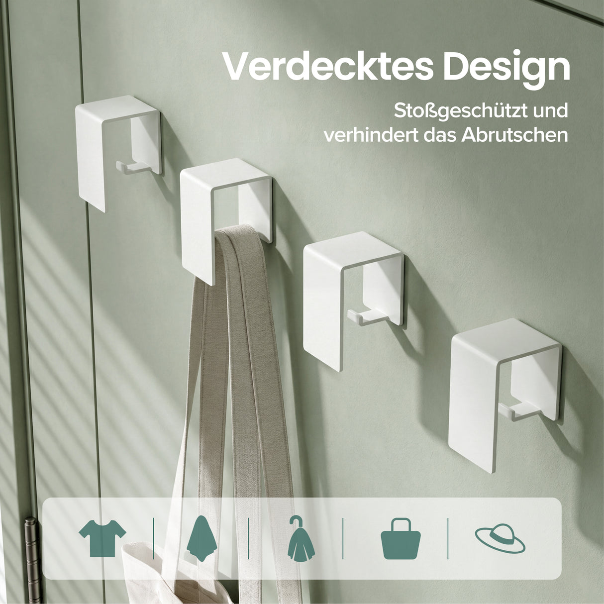 glasvilla Handtuchhaken ohne Bohren, Kleiderhaken Handtuchhalter selbstklebend , Badetuchhalter Wandhaken für Bad und Küche, Tavrin-01