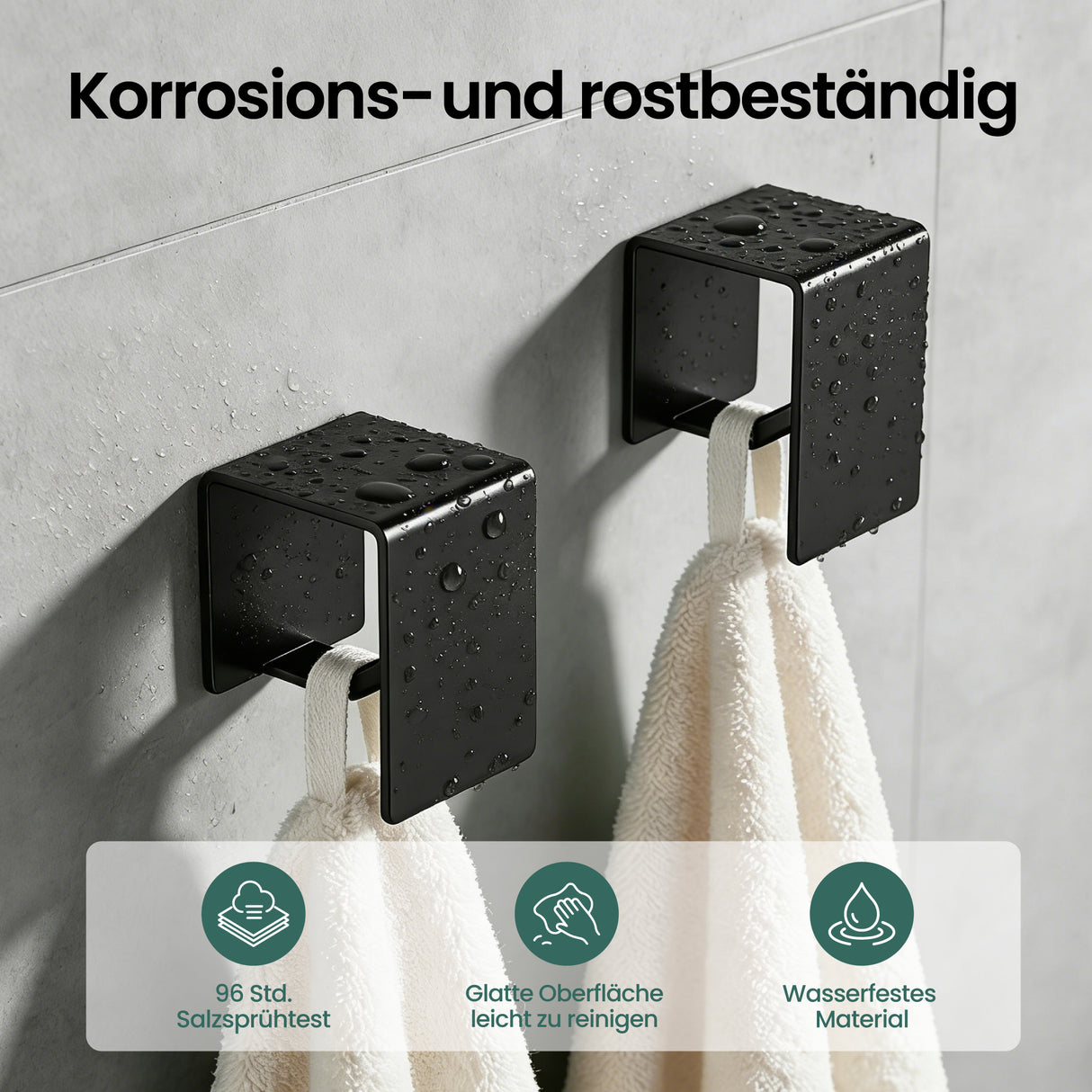 glasvilla Handtuchhaken ohne Bohren, Kleiderhaken Handtuchhalter selbstklebend , Badetuchhalter Wandhaken für Bad und Küche, Tavrin-01