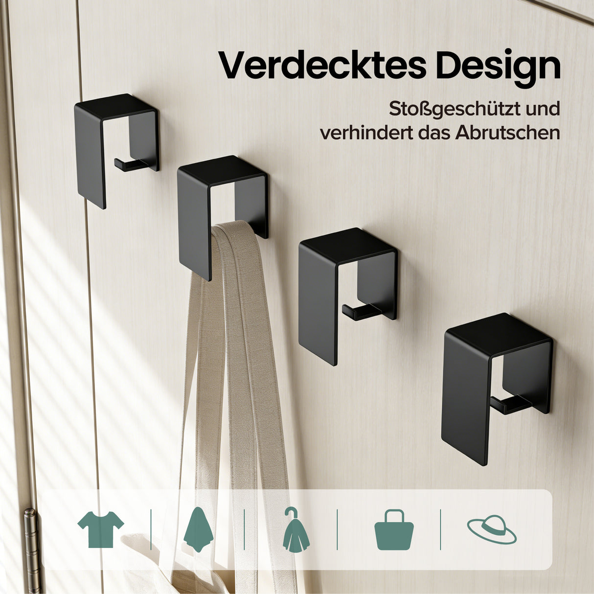 glasvilla Handtuchhaken ohne Bohren, Kleiderhaken Handtuchhalter selbstklebend , Badetuchhalter Wandhaken für Bad und Küche, Tavrin-01