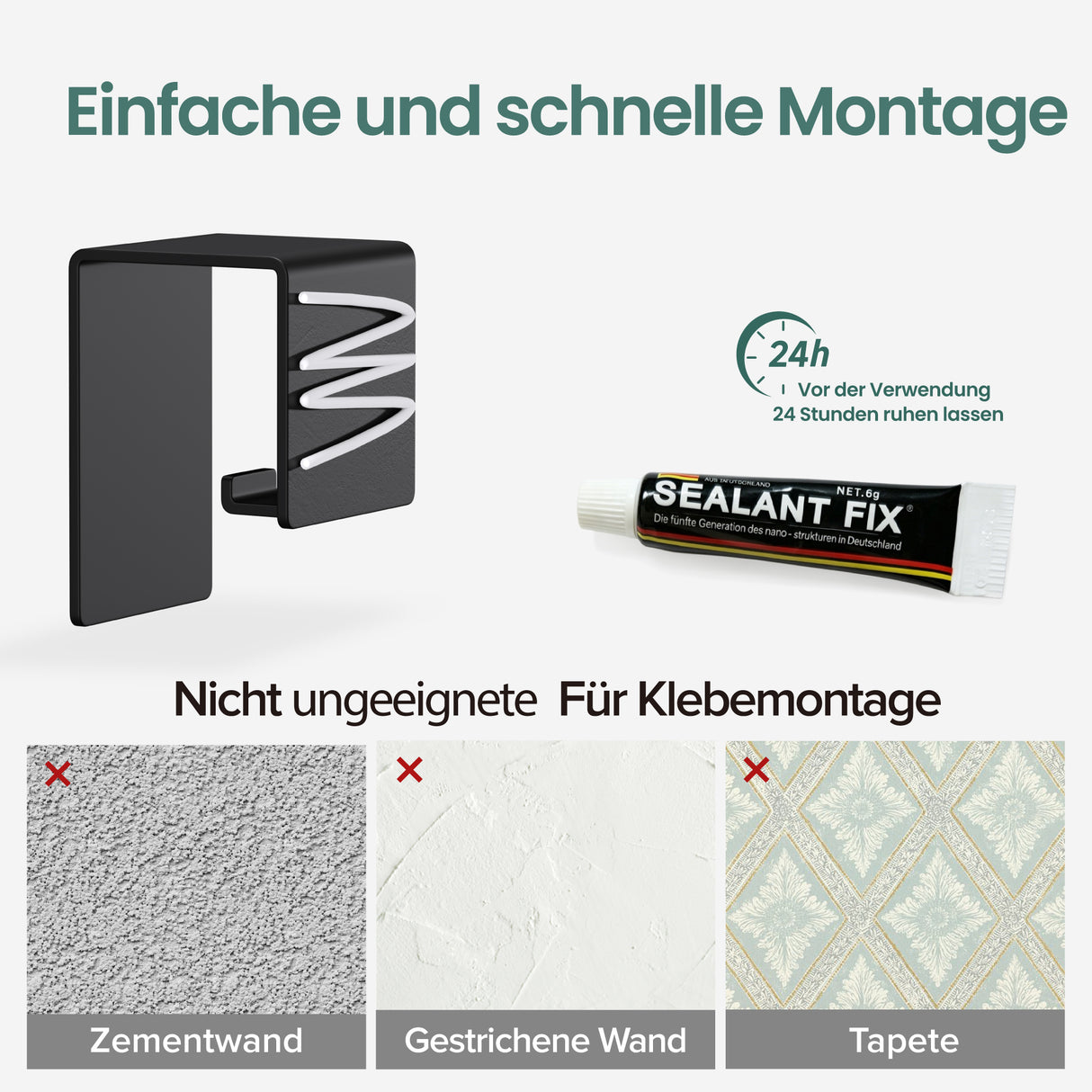 glasvilla Handtuchhaken ohne Bohren, Kleiderhaken Handtuchhalter selbstklebend , Badetuchhalter Wandhaken für Bad und Küche, Tavrin-01
