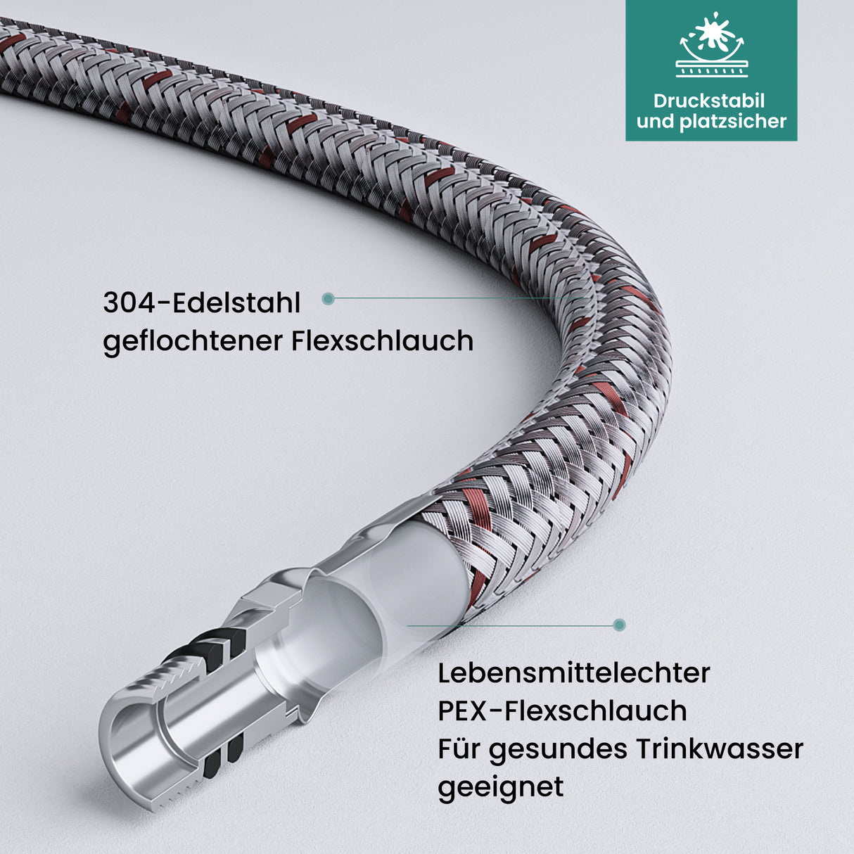 glasvilla Robinet de Cuisine avec Douchette Extractible, Mitigeur Évier Pivotant à 360°, Robinetterie en Acier Inoxydable Turnix-04