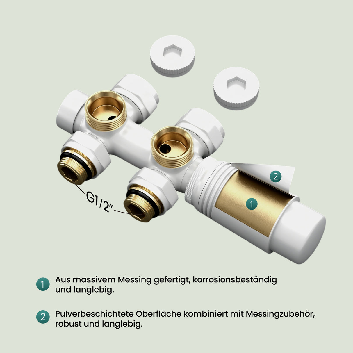 glasvilla Robinet de Radiateur avec Régulateur et Réglage de la Température de 6° à 28° Robinet Thermostatique